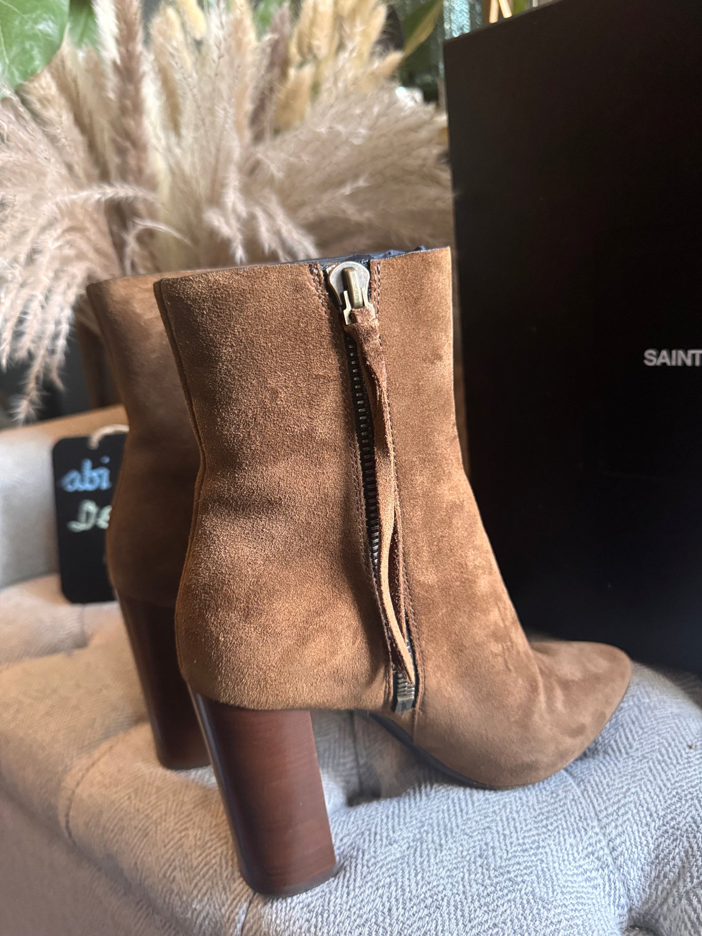 YSL Suede Heeled boots