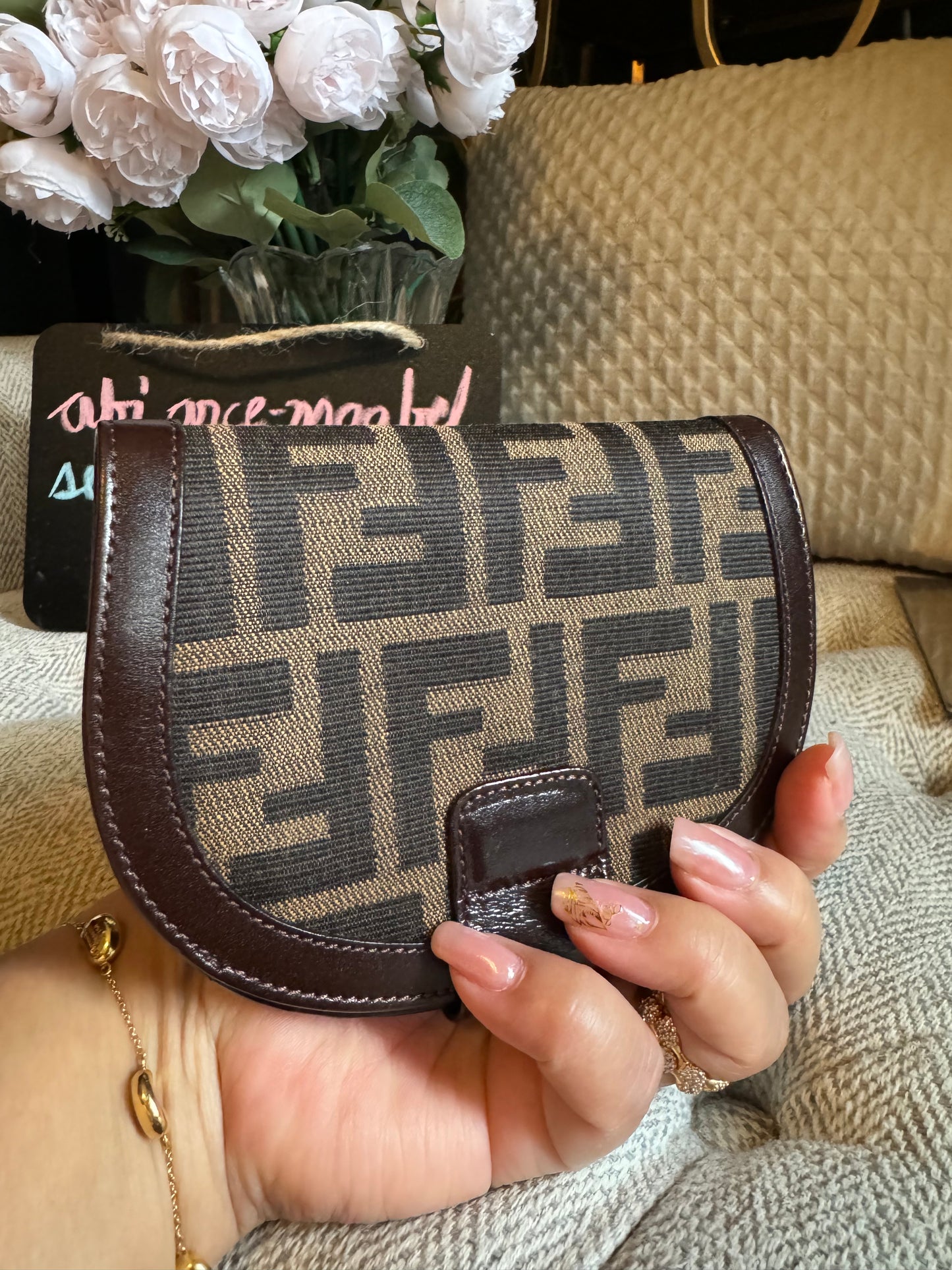 Fendi Zucca halfmoon wallet