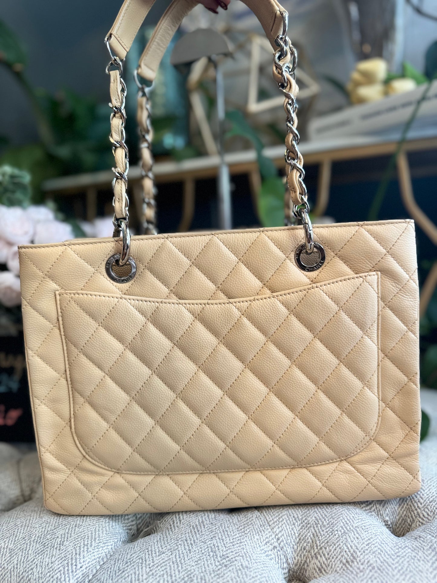 Chanel Beige Caviar GST with Silver Hardware