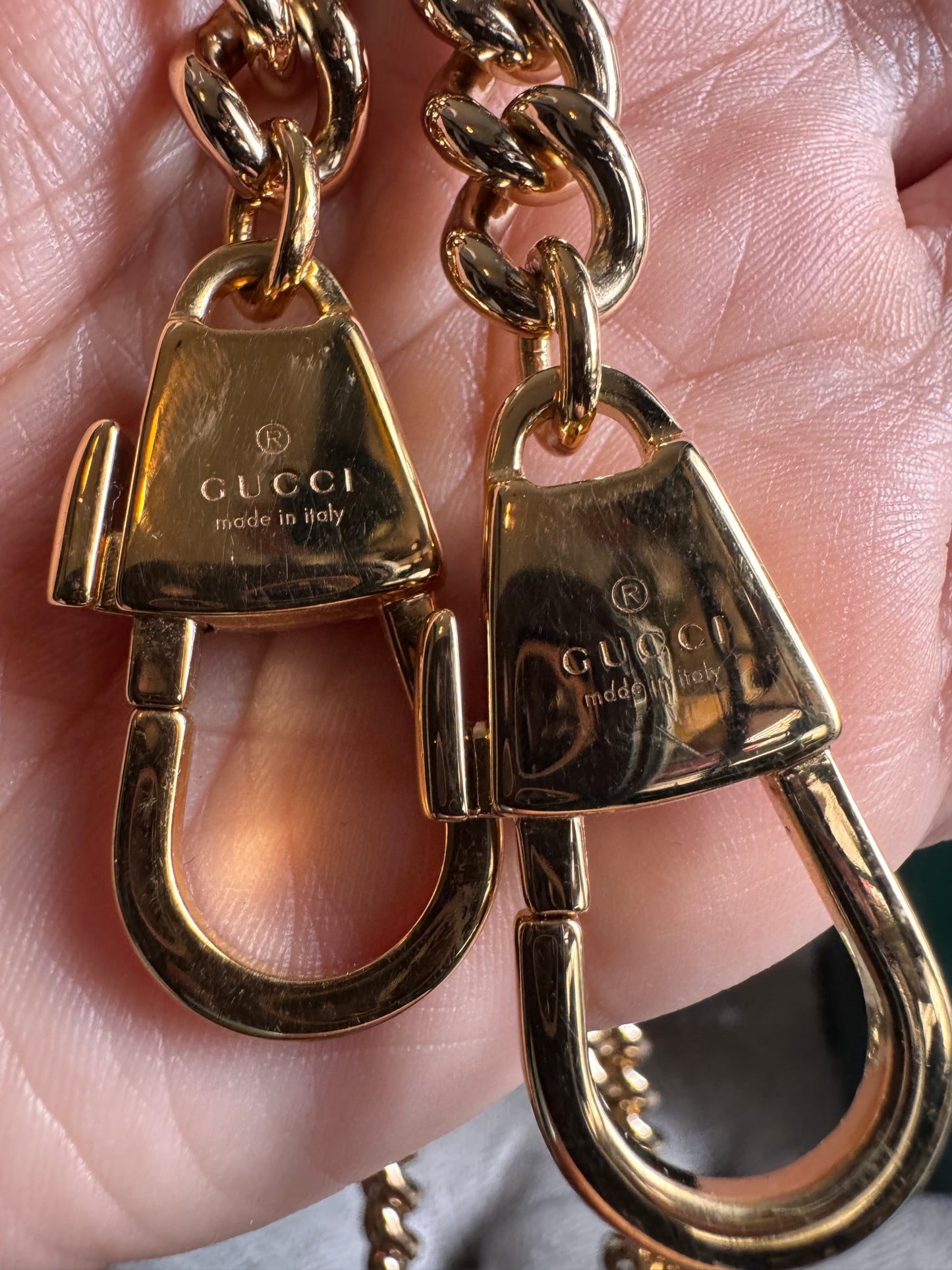 GUCCI
Azalea Calfskin Small Padlock Bamboo Shoulder Bag Vintage Green