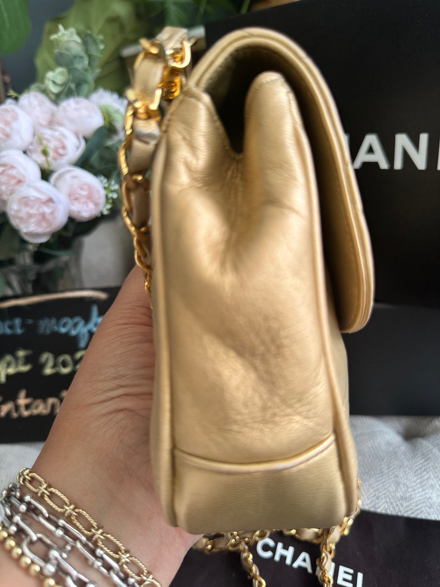 Chanel Metallic Lambskin Quilted Mini Flap Gold