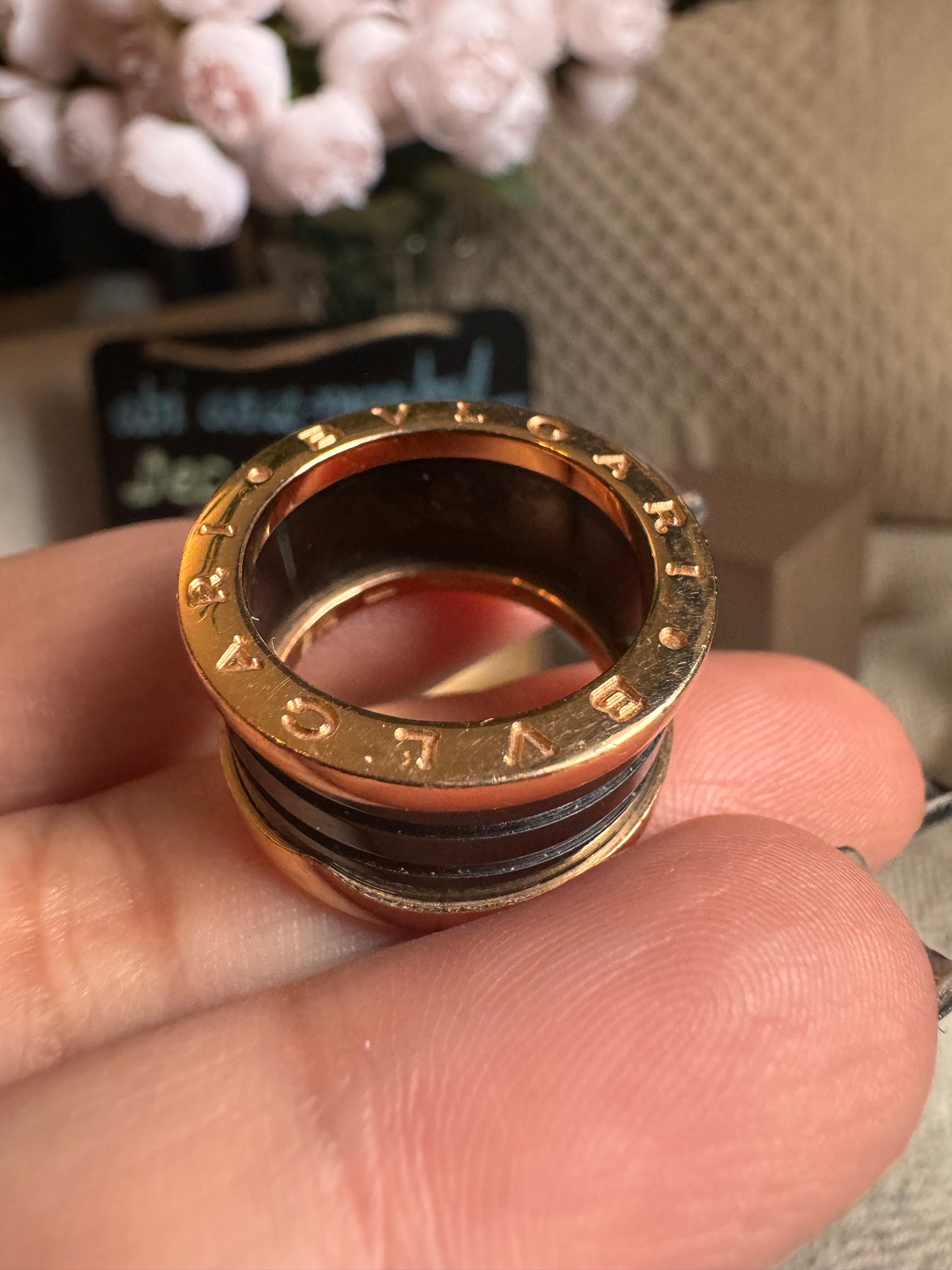 Bulgari B Zero 1 Ring in Rose Gold and Black Ceramic