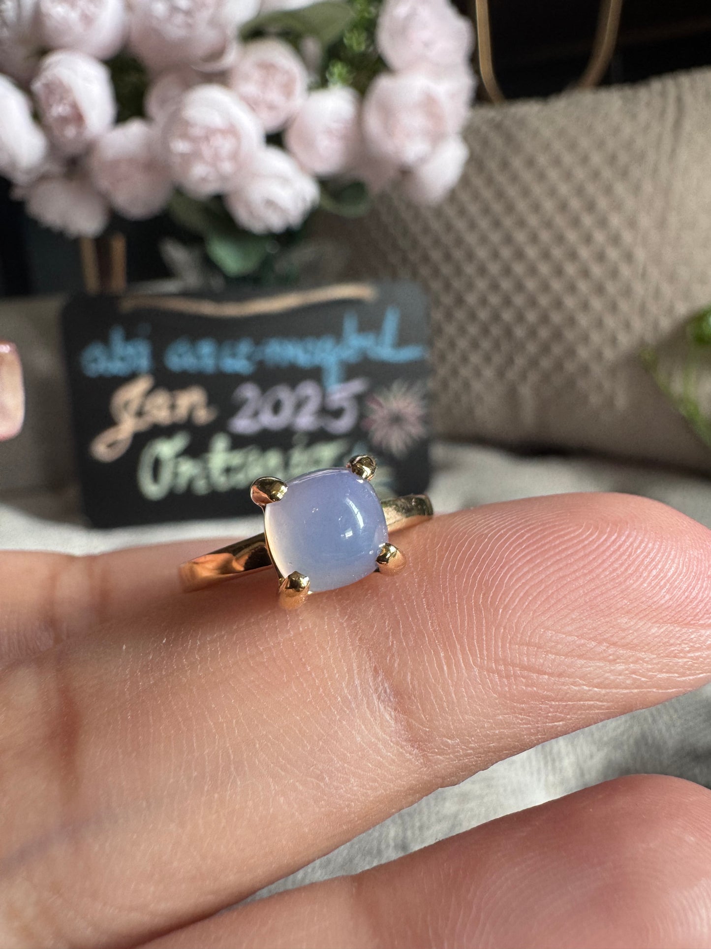 RARE Tiffany & Co. Sugar Stack 18k Gold Paloma Picasso Blue Chalcedony Ring