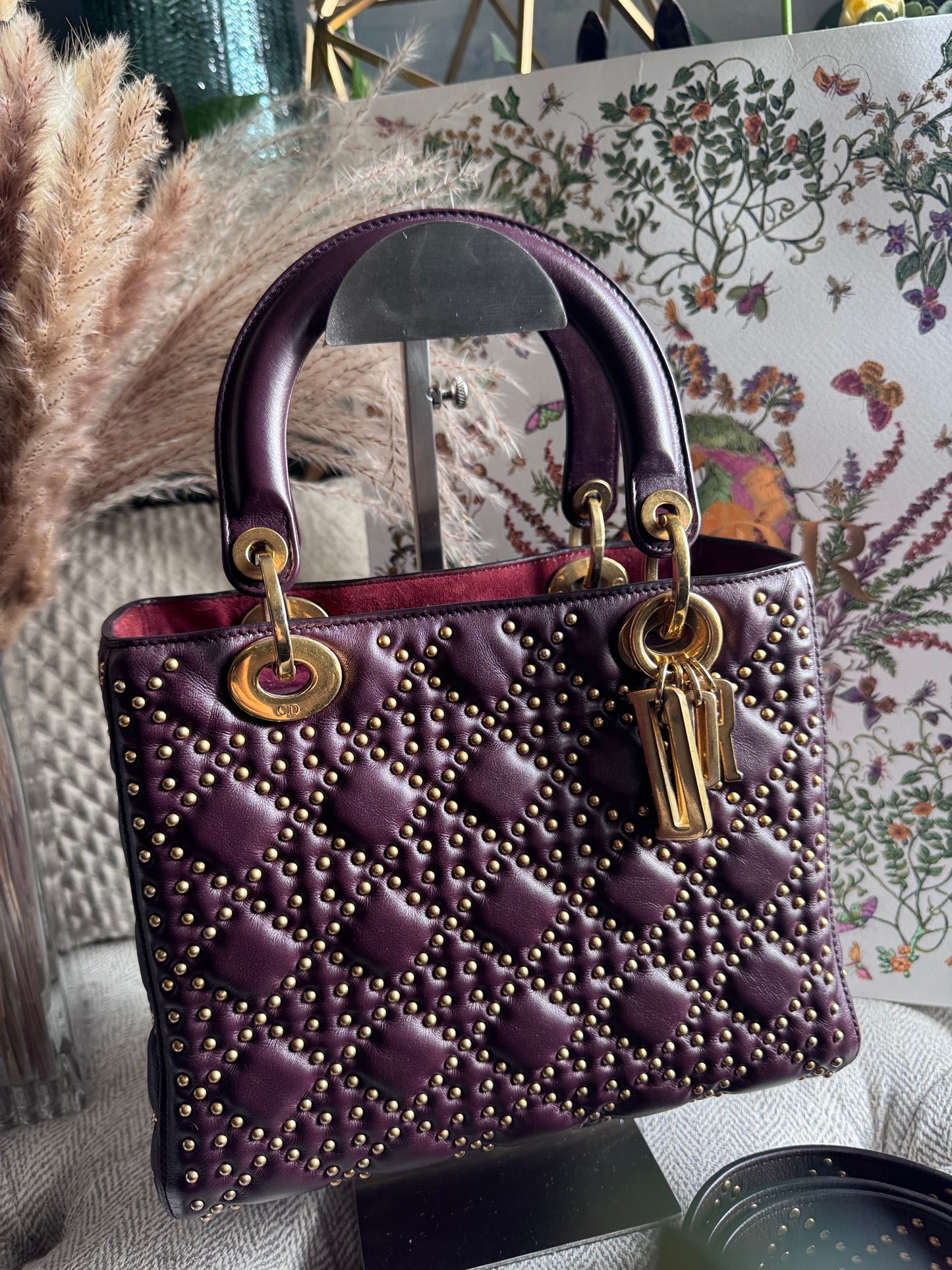 Dior Medium Cannage Studded Lady Dior