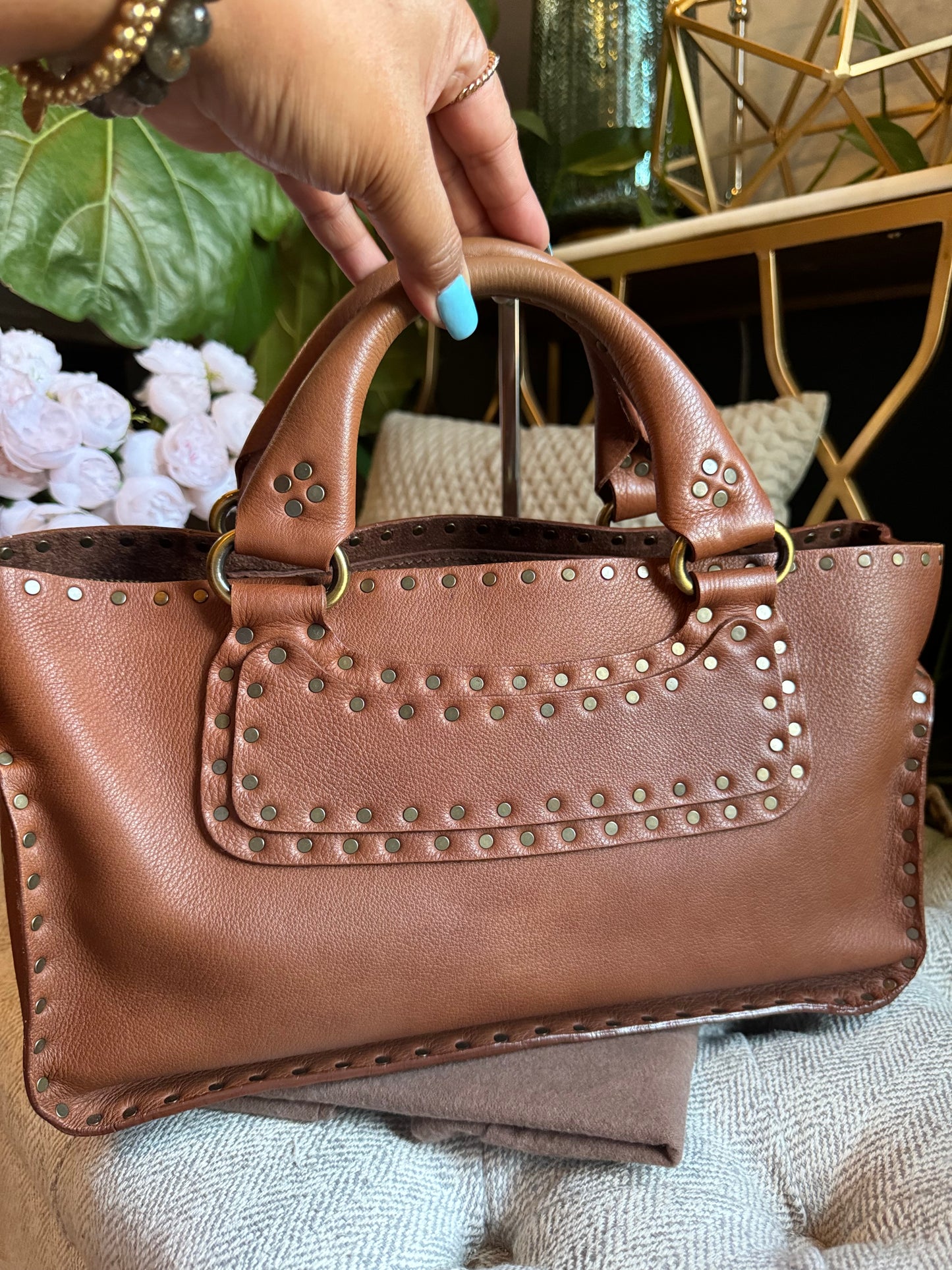 Celine Vintage Studded Leather Tote