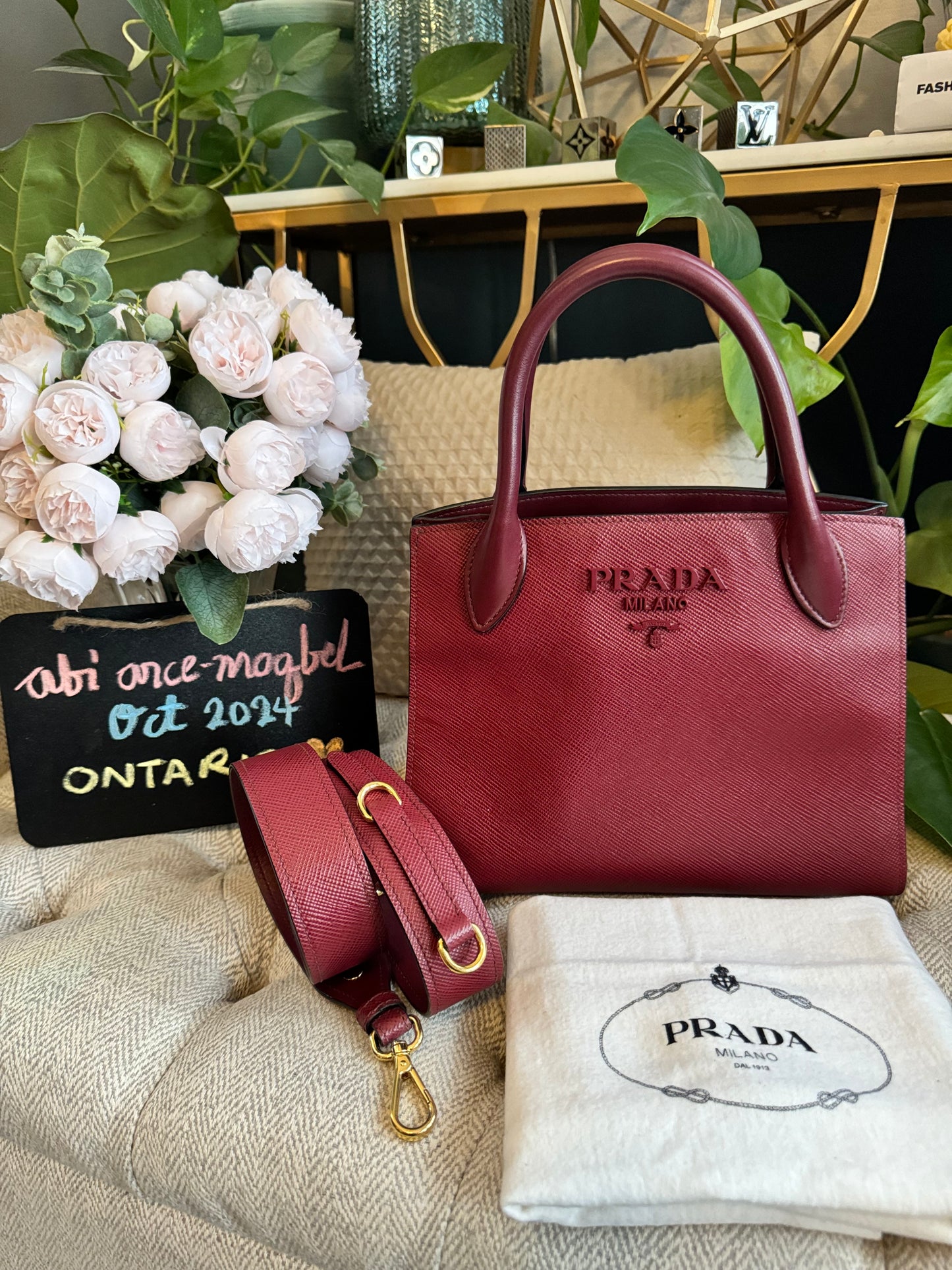 PRADA Saffiano Cuir Small Monochrome Top Handle Tote