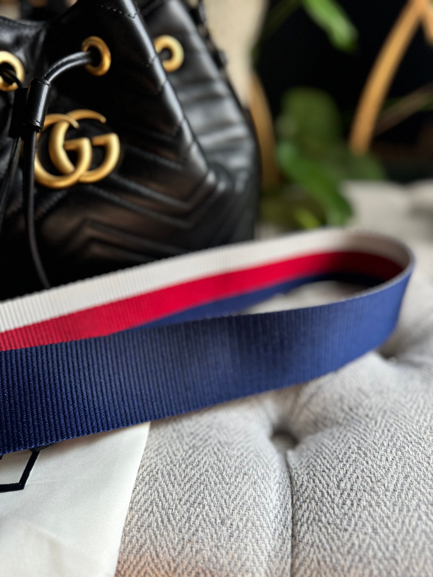 Gucci Calfskin Matelasse Sylvie Web GG Marmont Bucket Bag