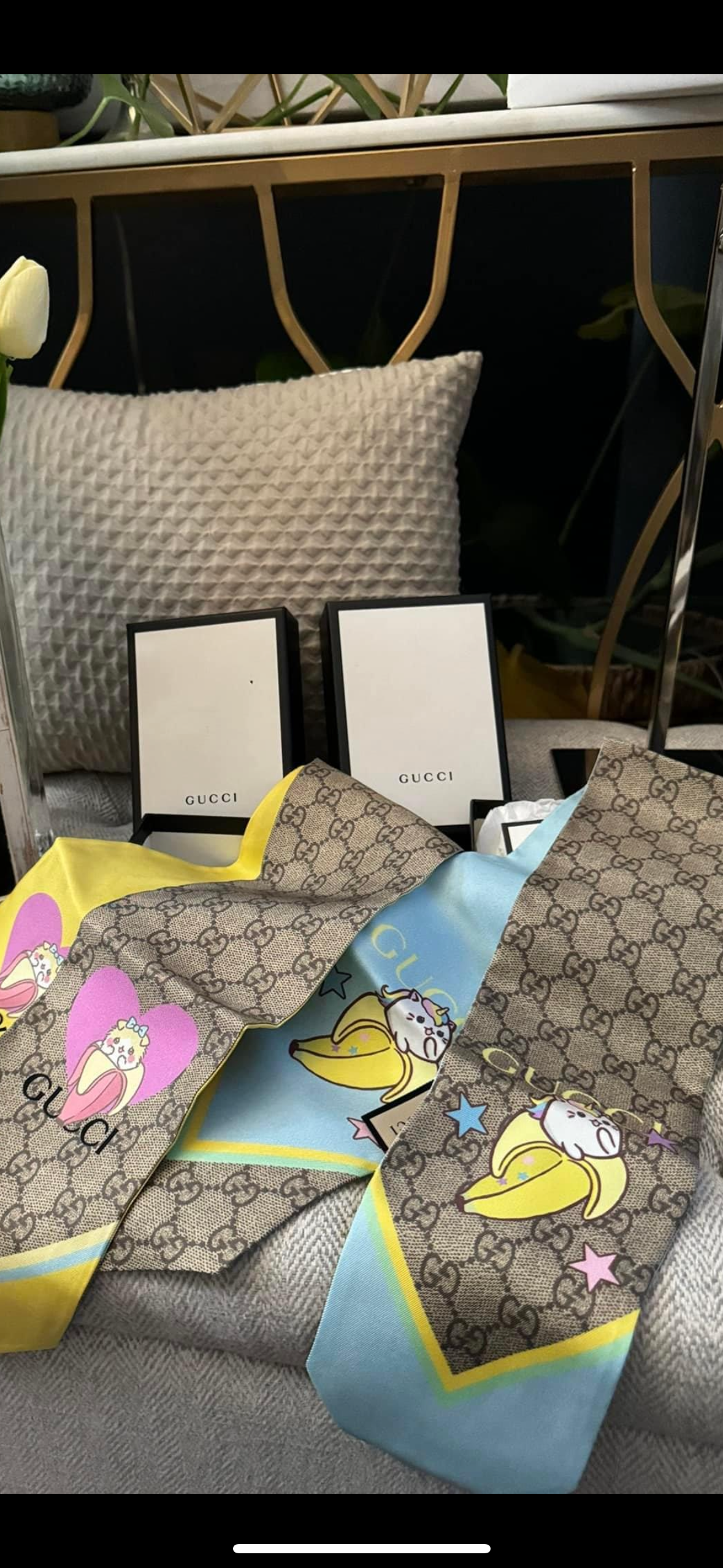 Gucci Bananya Cat Silk Twilly/scarf