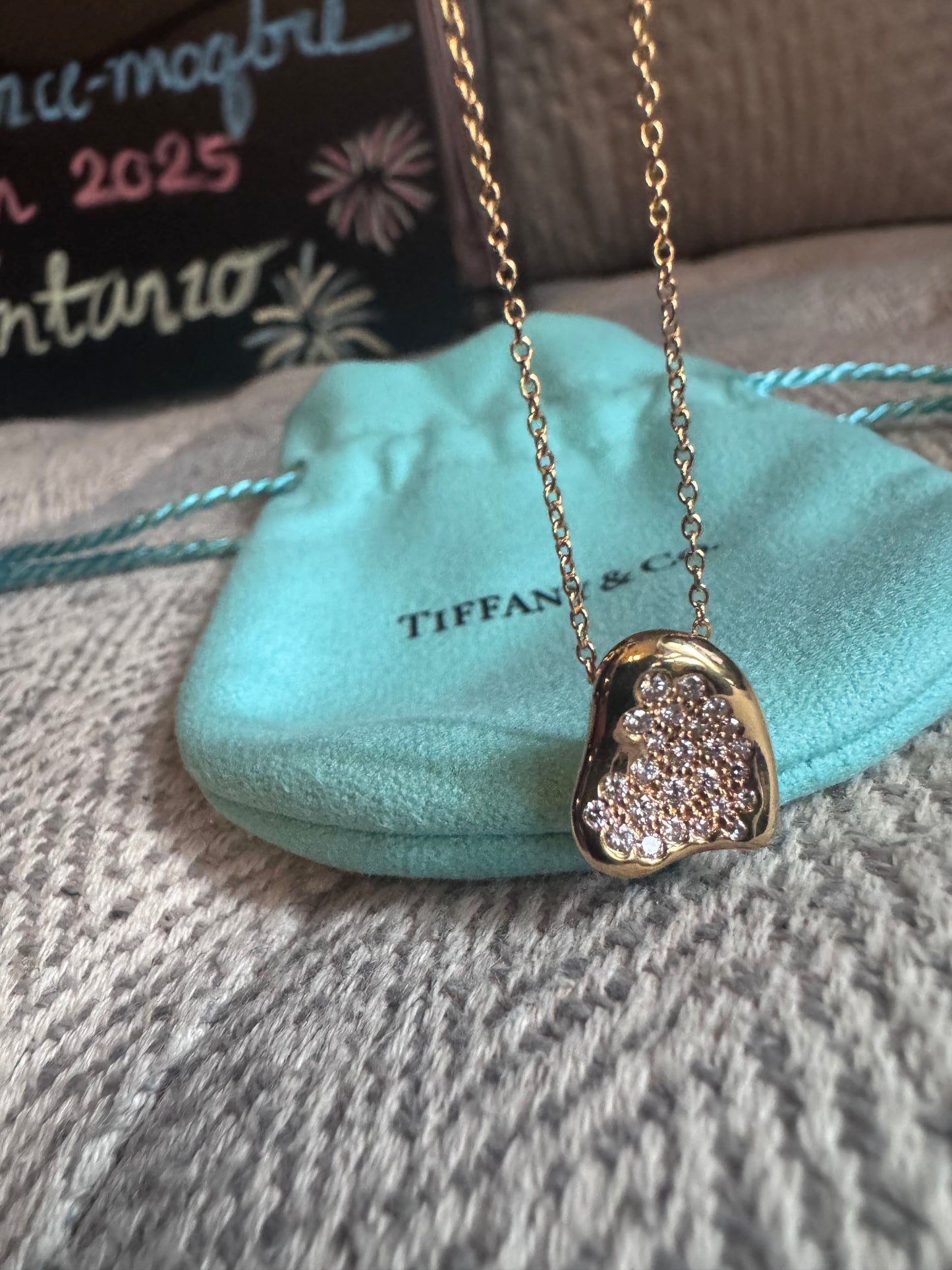 Tiffany & Co. Elsa Peretti Full Heart K18YG Diamond Necklace Ladies Authentic
