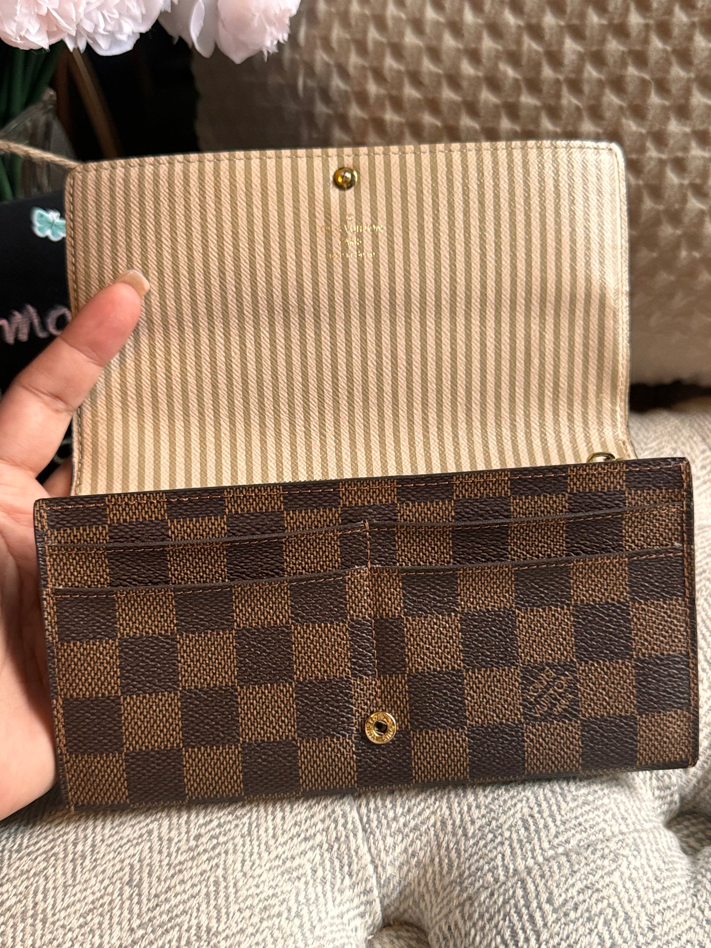 Louis Vuitton Damier Ebene Trunks and Locks Sarah Wallet