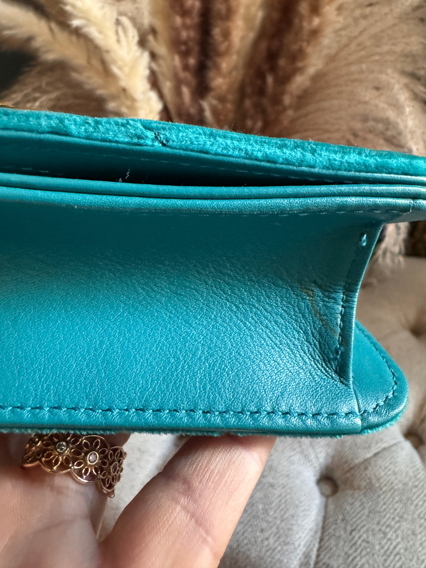 Gucci Velvet Matelasse GG Marmont Mini Bag Pavone Cyan