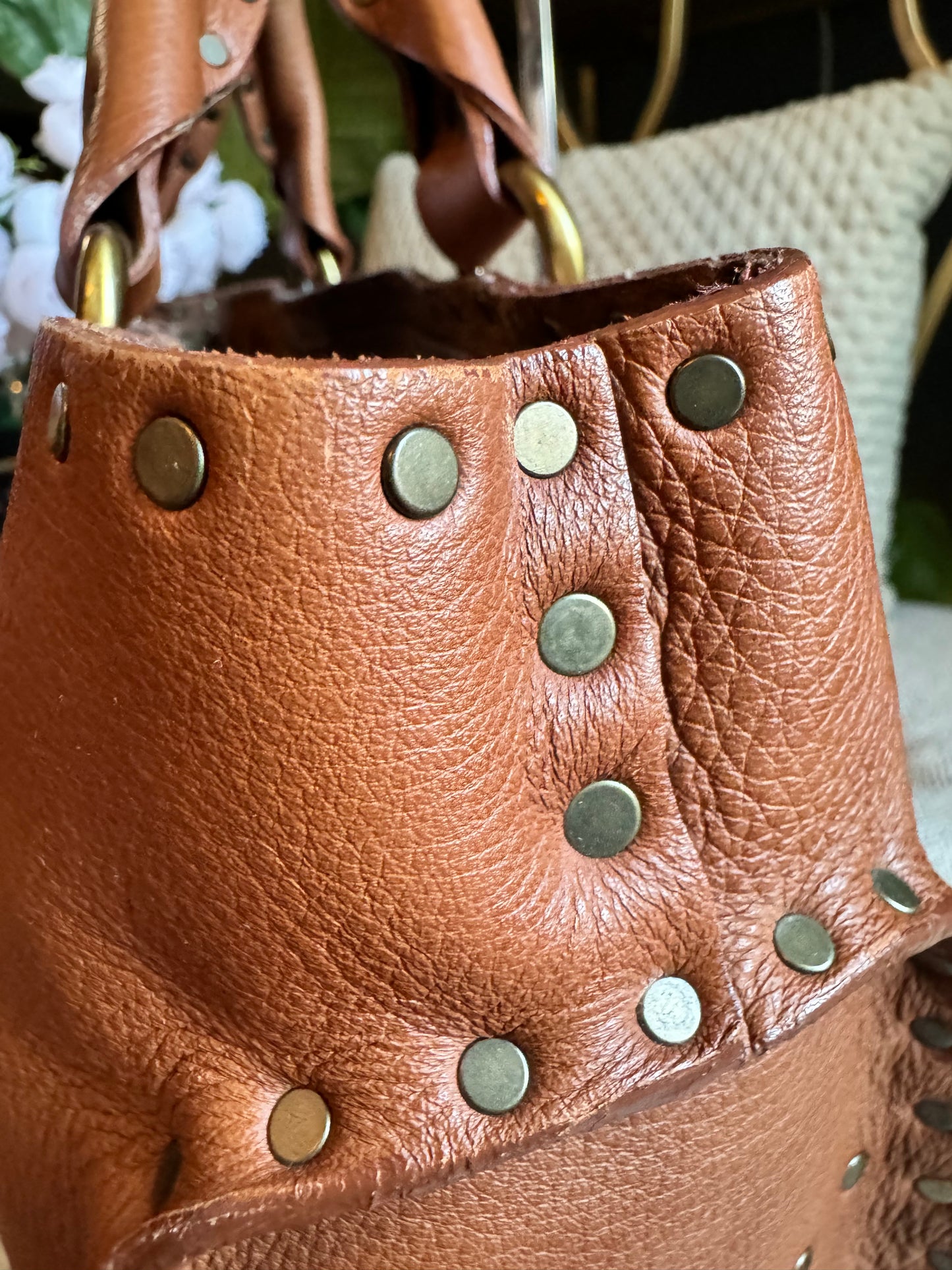 Celine Vintage Studded Leather Tote