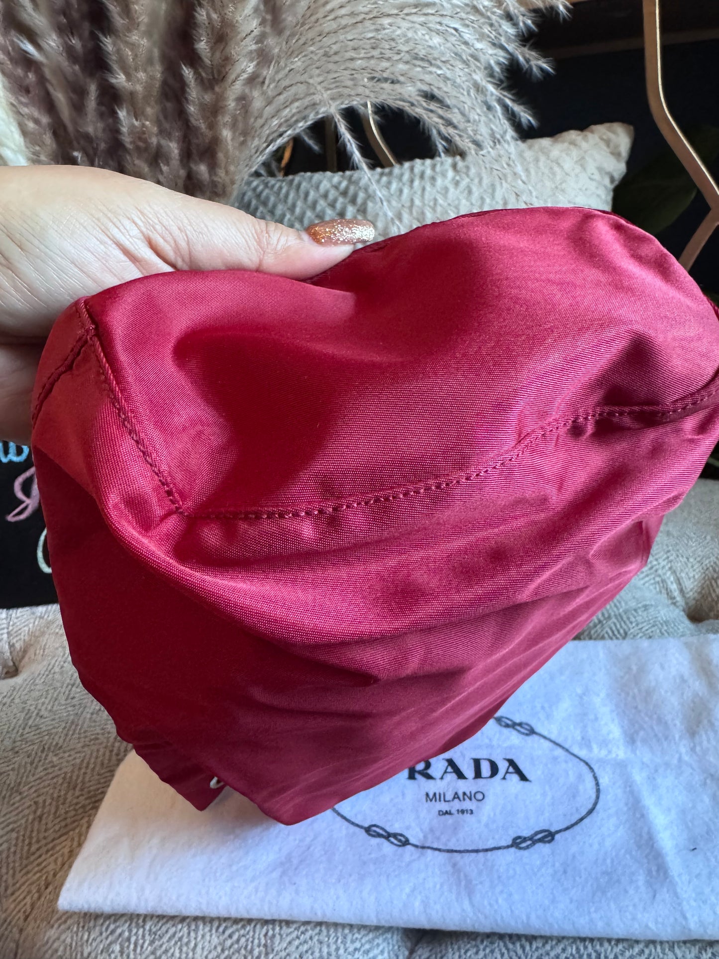 Prada Drawstring Nylon Bucket Pouch