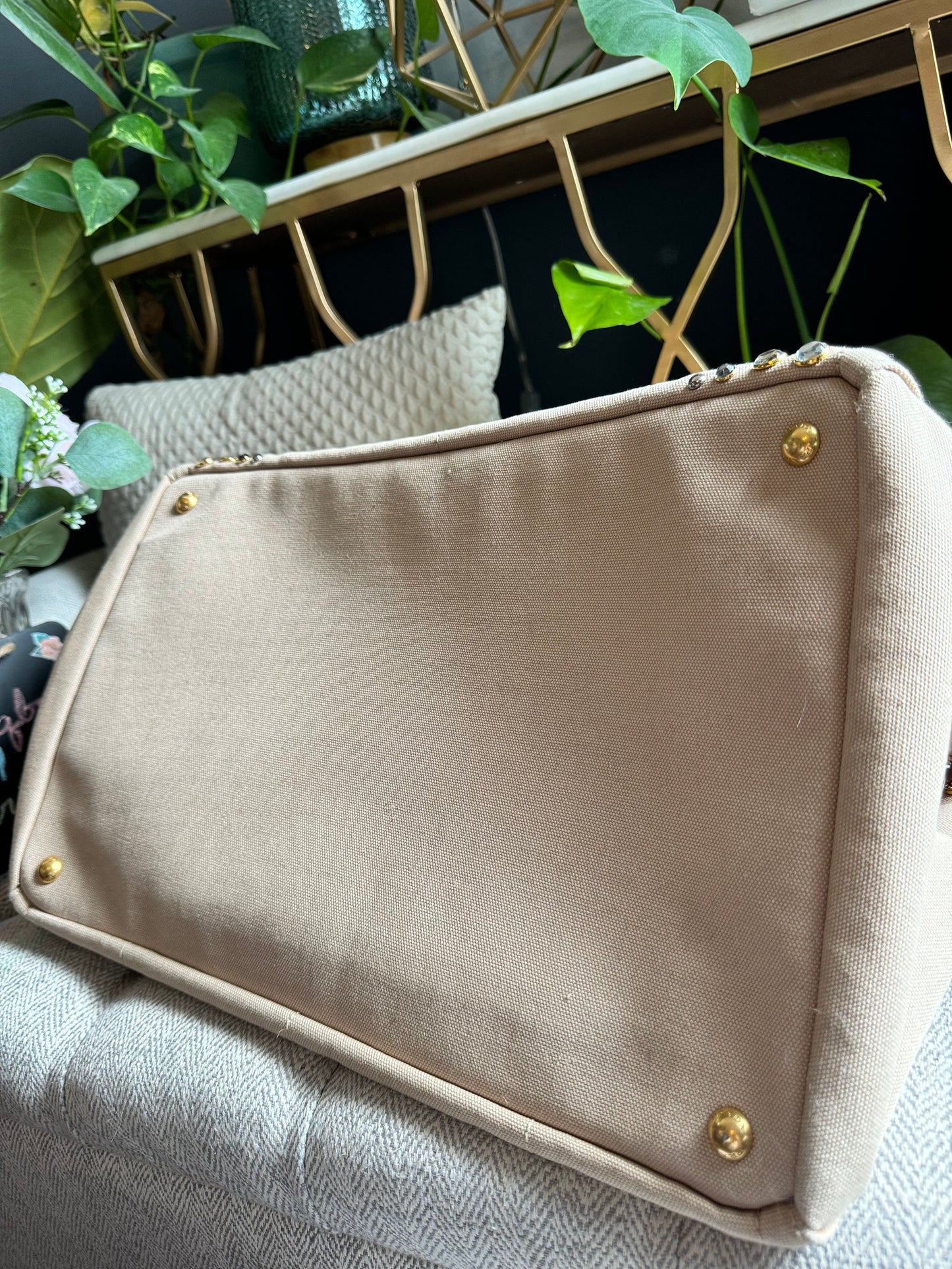 Prada Studded Canapa Tote