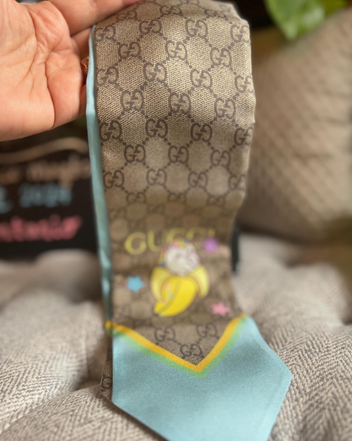 Gucci Bananya Cat Silk Twilly/scarf