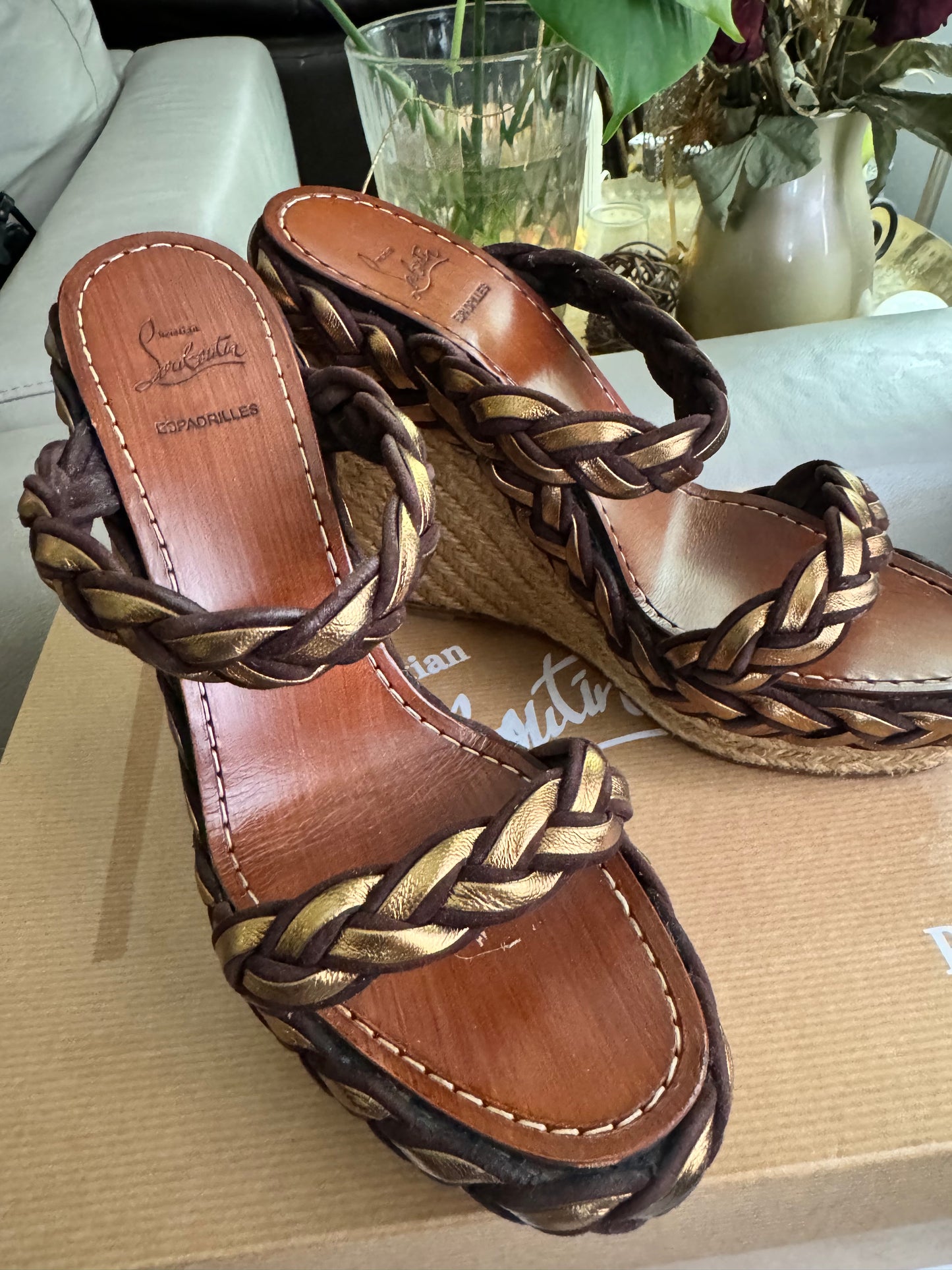 Christian Louboutin Cadena Tresse 140 Wedge Sandals