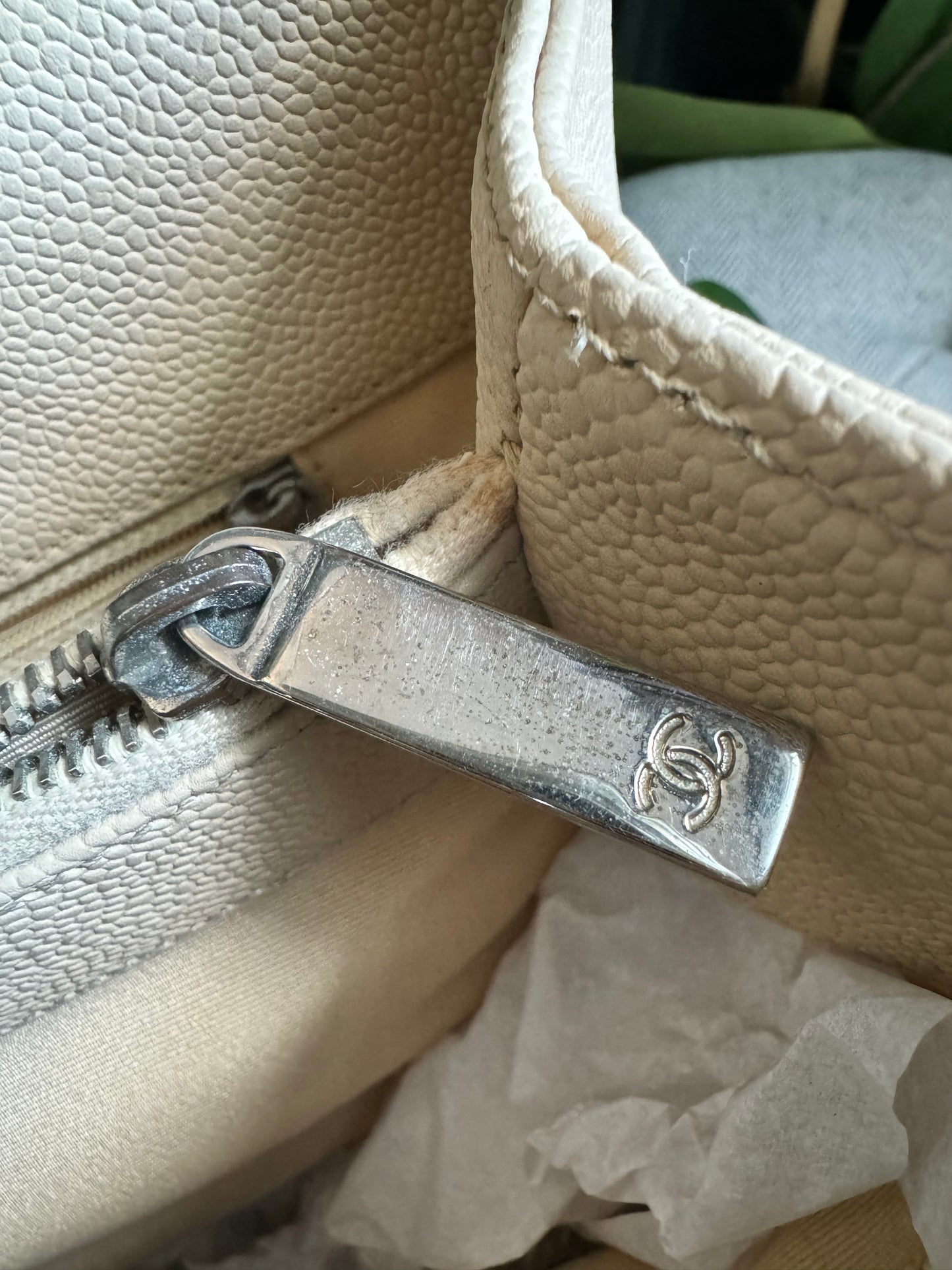 Chanel Beige Caviar GST with Silver Hardware