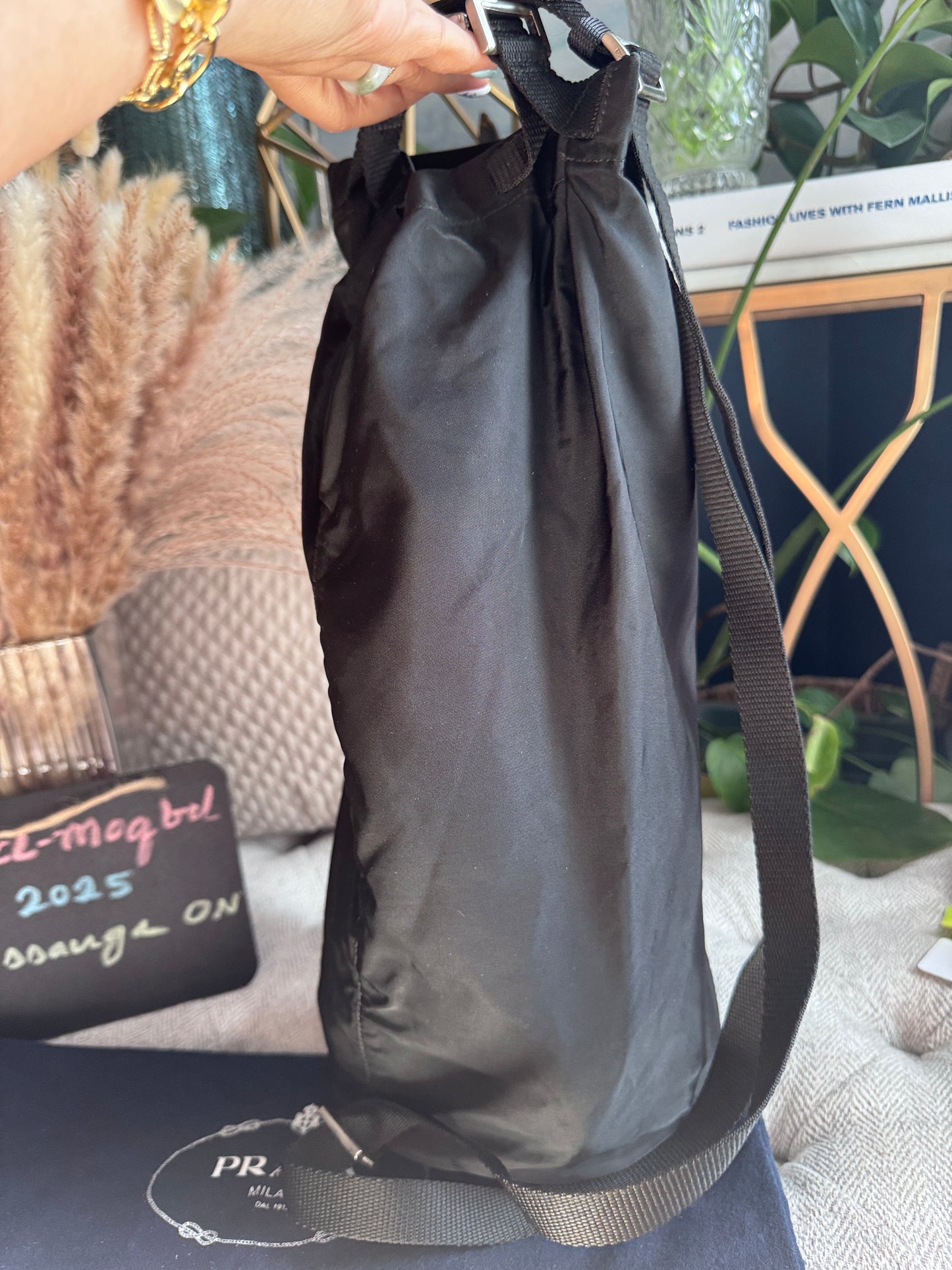 Prada Tessuto Black Nylon Shoulder Bag /Bottle Holder
