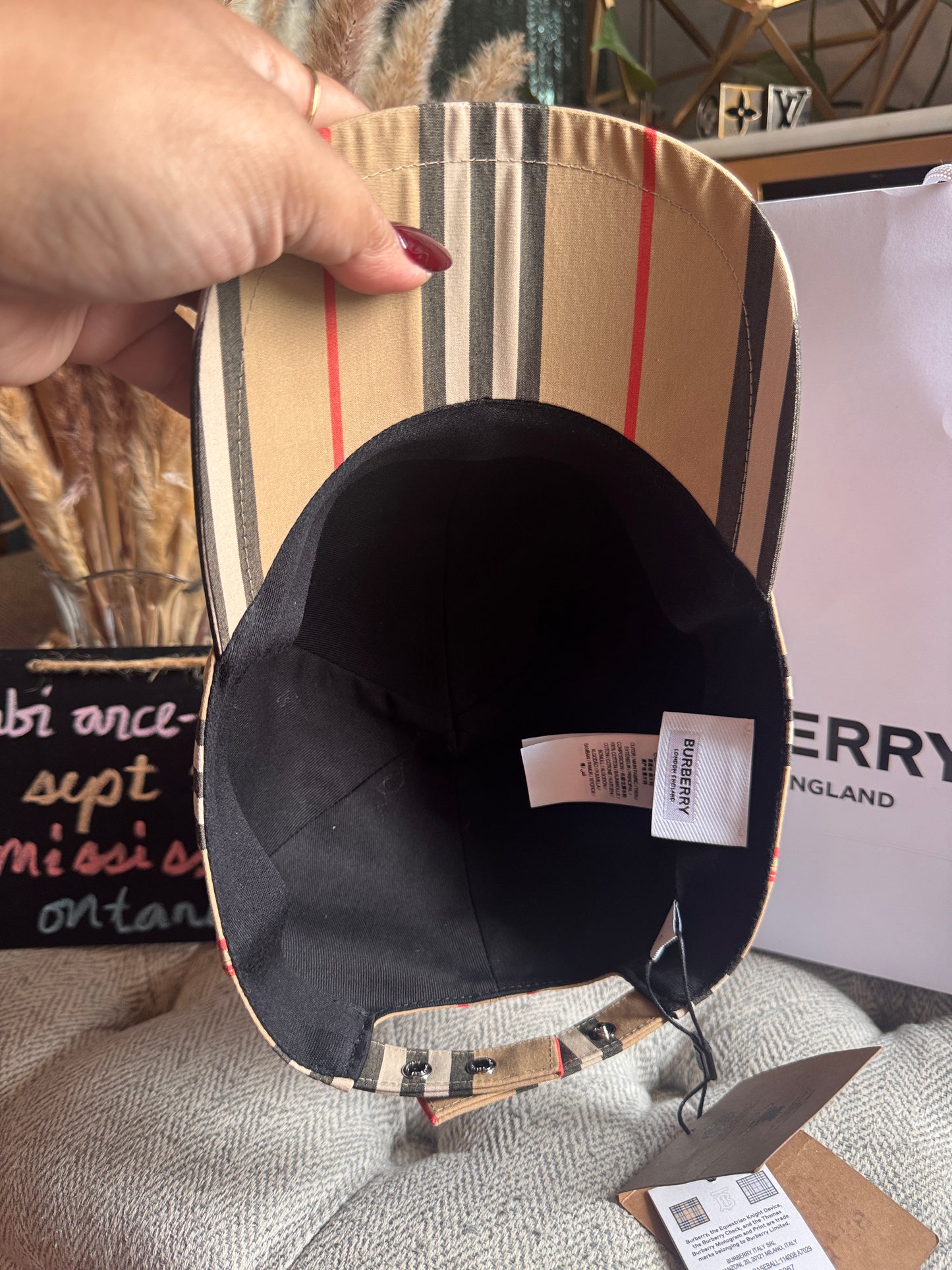 Burberry Vintage Check Cotton Monogram Motif Baseball Cap