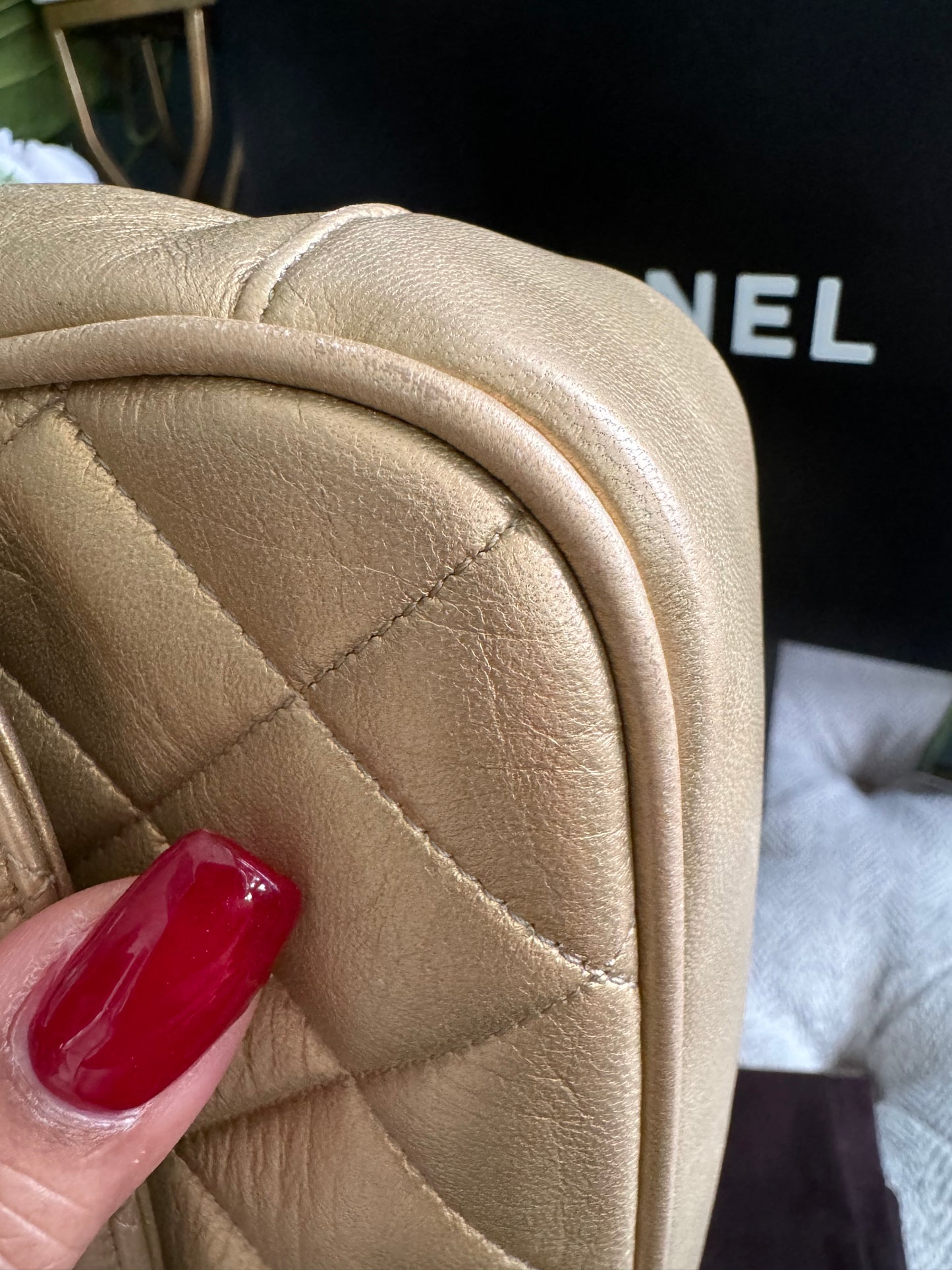 Chanel Metallic Lambskin Quilted Mini Flap Gold