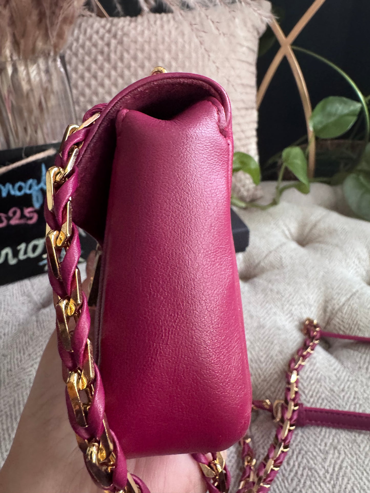 FENDI Nappa Mini Be Baguette Shoulder Bag Ciclamino