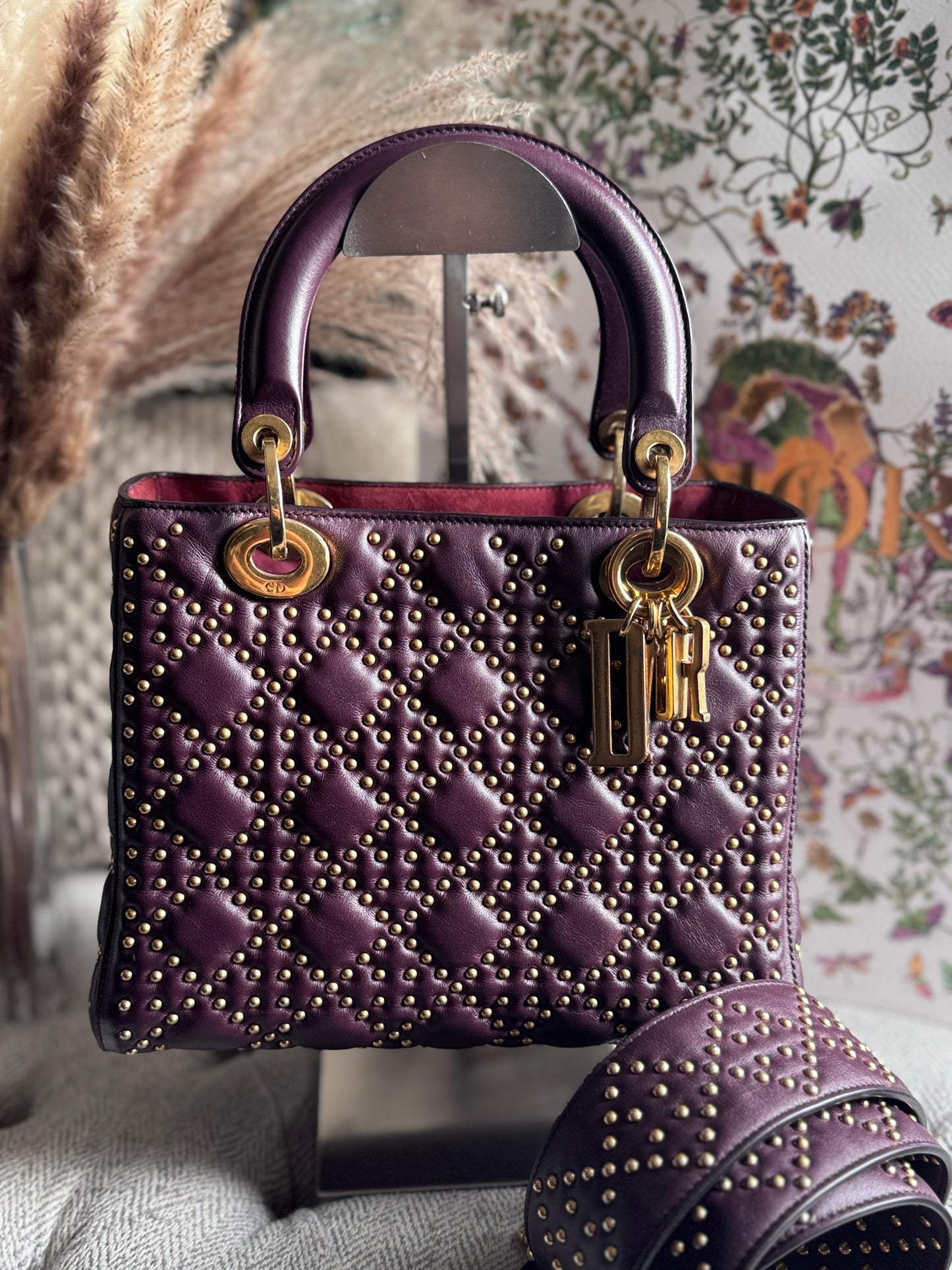 Dior Medium Cannage Studded Lady Dior