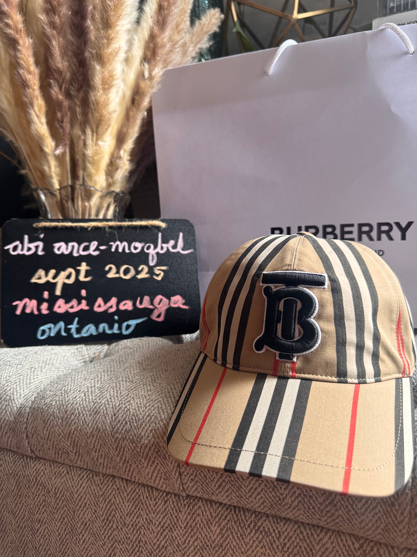 Burberry Vintage Check Cotton Monogram Motif Baseball Cap