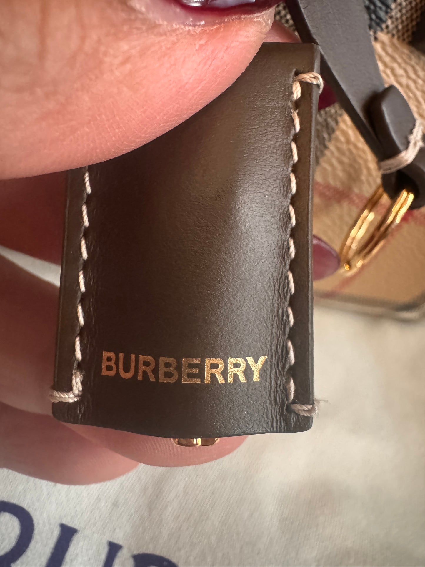 Burberry Mini Check Bowling Bag in Military