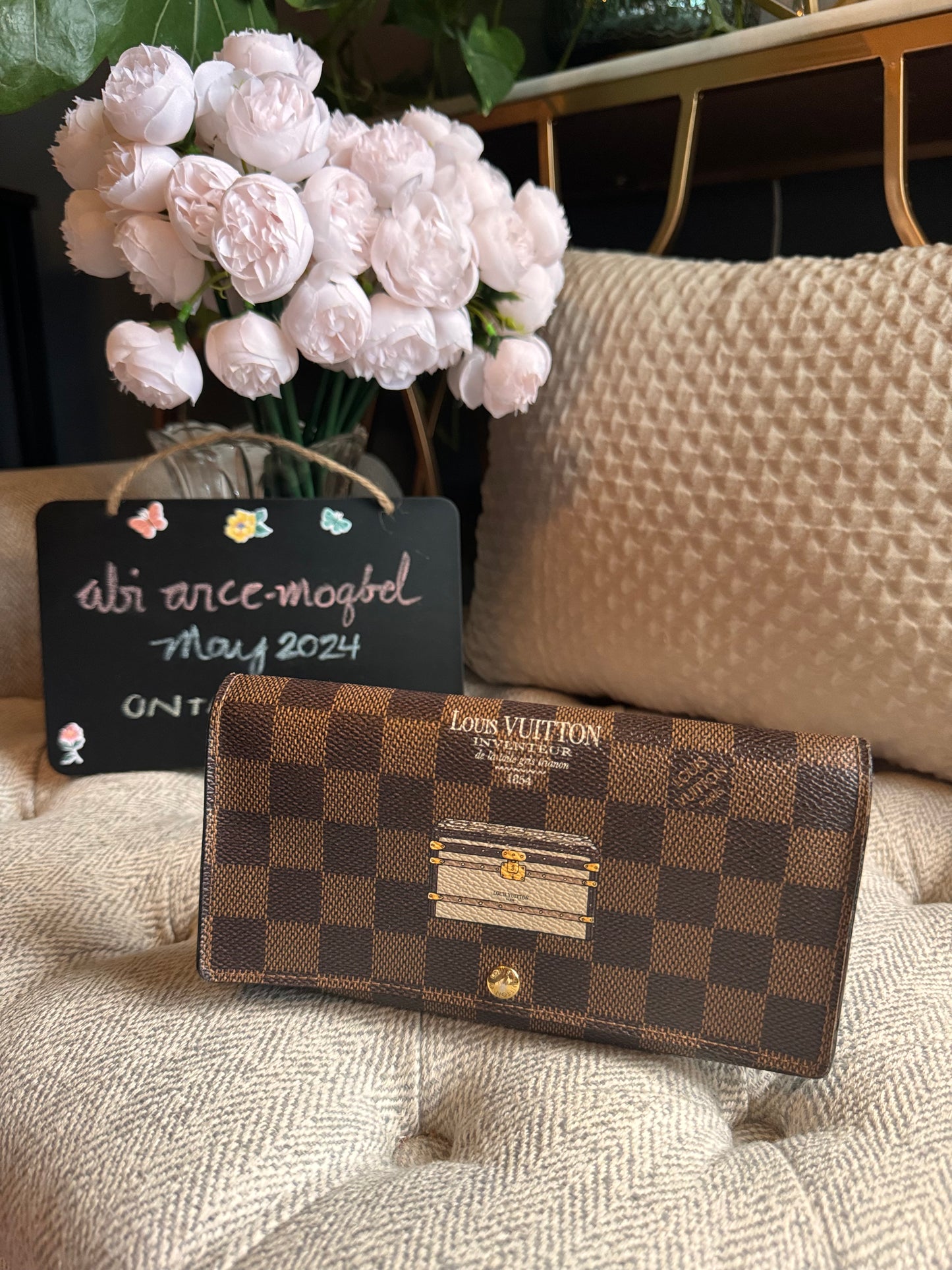 Louis Vuitton Damier Ebene Trunks and Locks Sarah Wallet