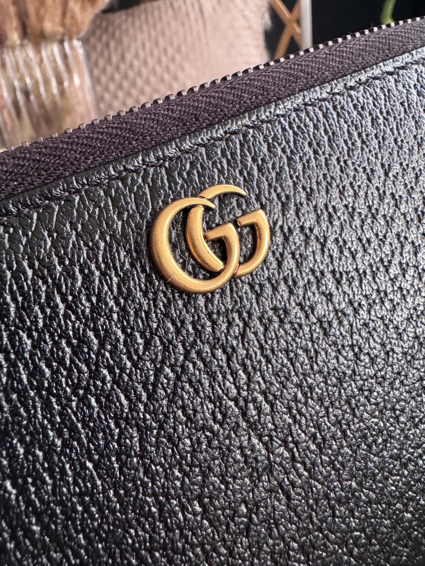 Gucci Black Fullsized Zippy Wallet with belt loops