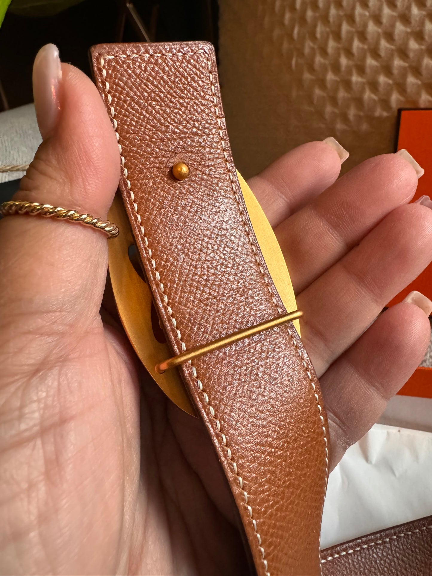 Hermes Belt with Gold Buckle