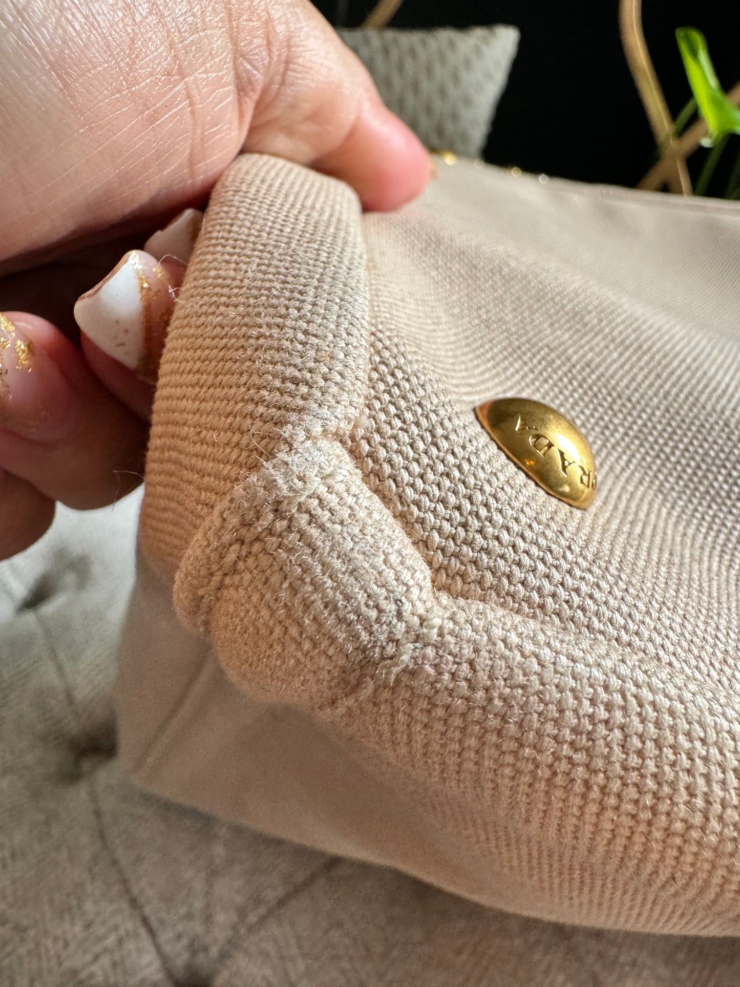 Prada Studded Canapa Tote