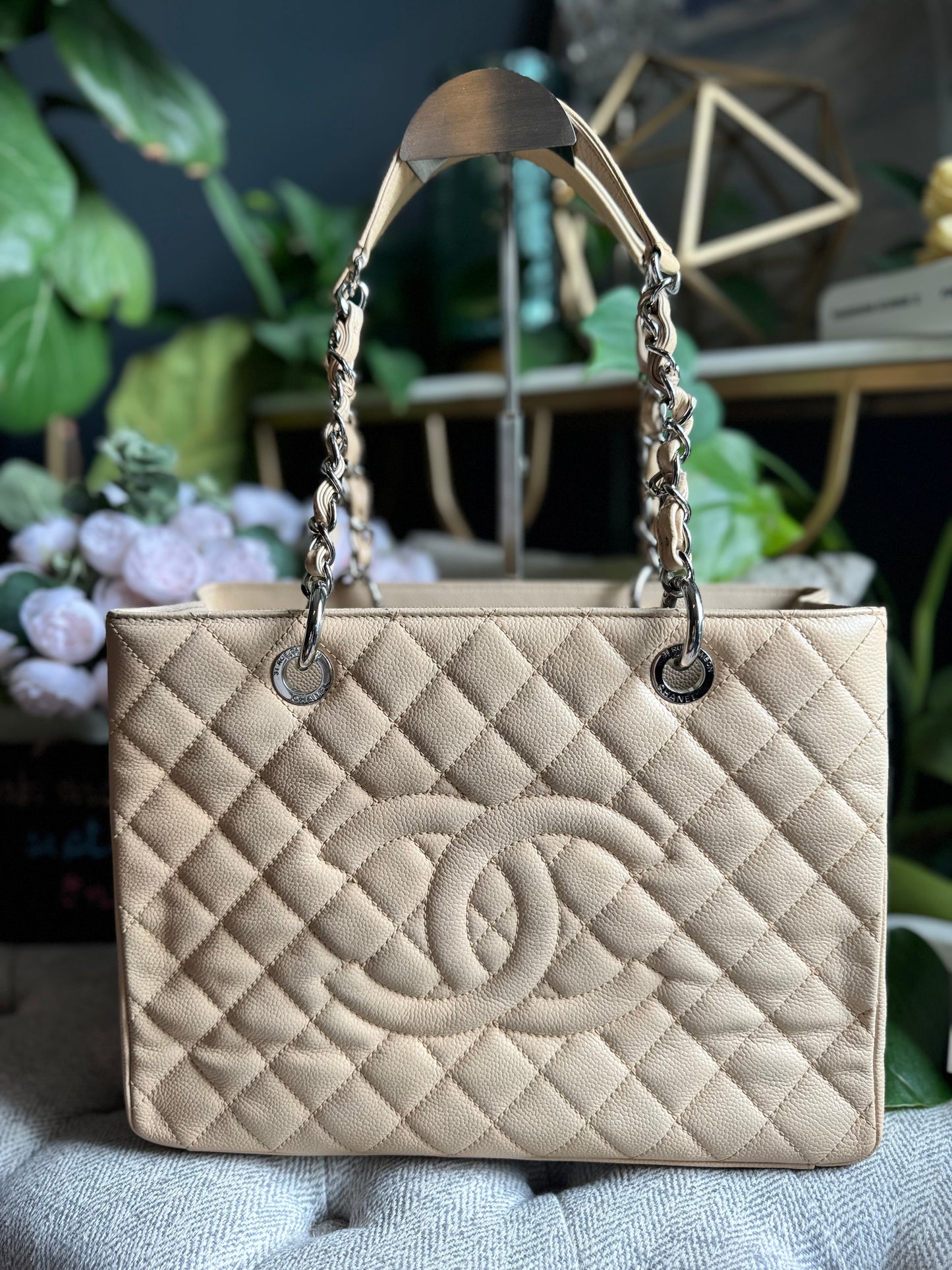 Chanel Beige Caviar GST with Silver Hardware