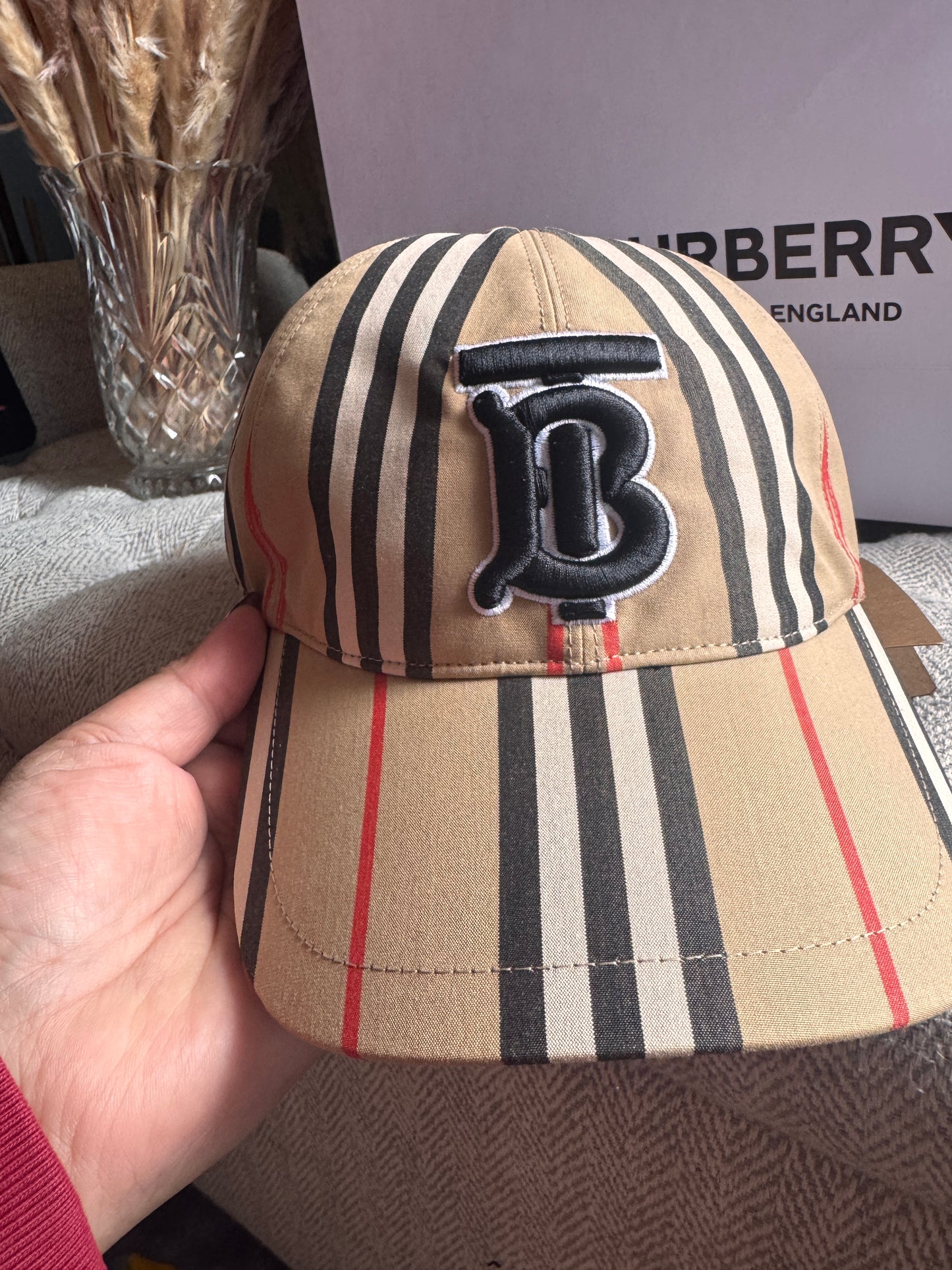 Burberry Vintage Check Cotton Monogram Motif Baseball Cap