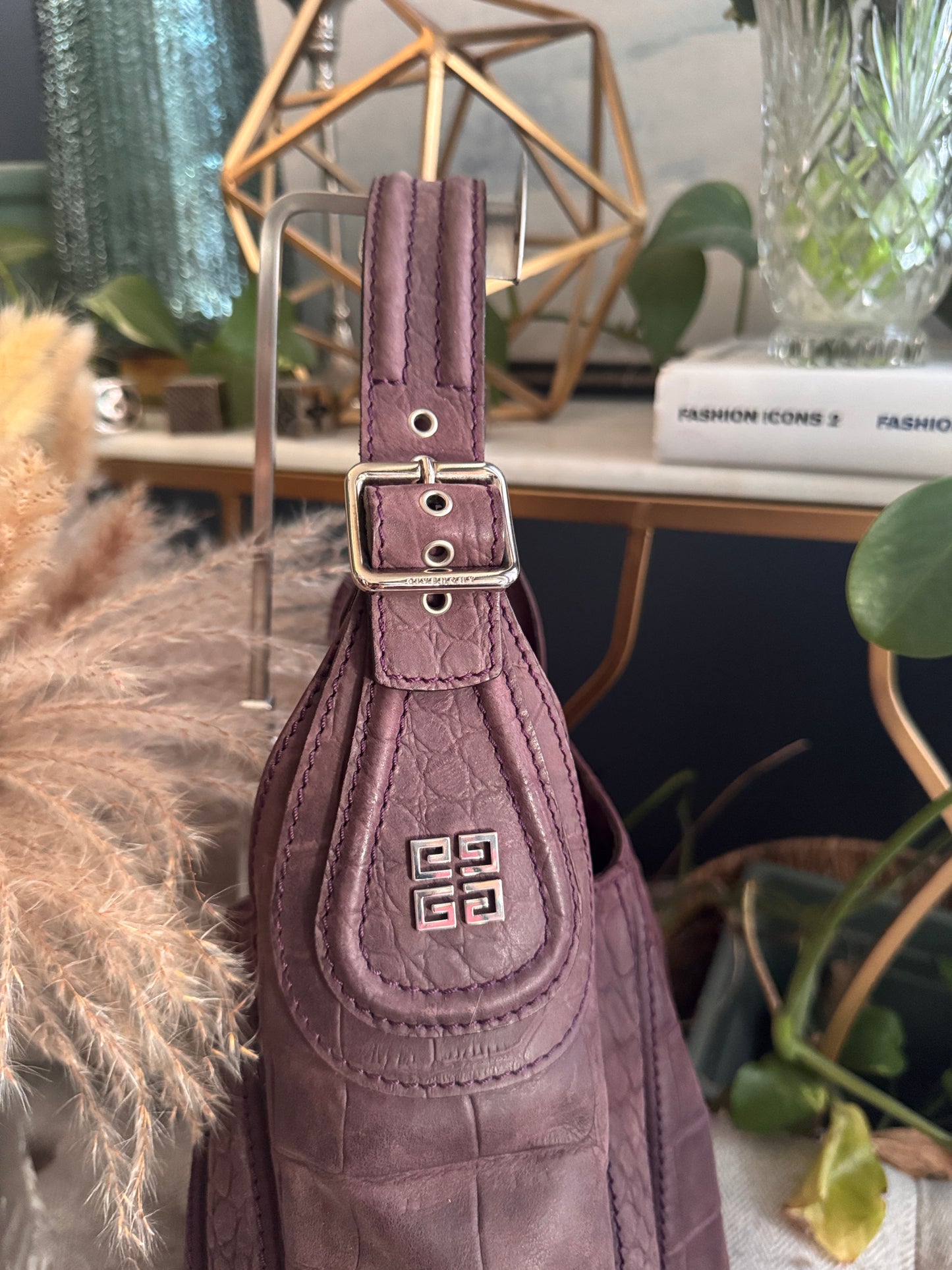 Givenchy Croc Embossed Calfskin Hobo
