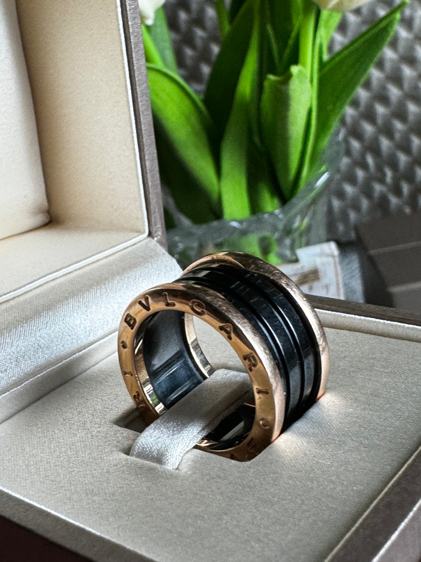 Bulgari B Zero 1 Ring in Rose Gold and Black Ceramic