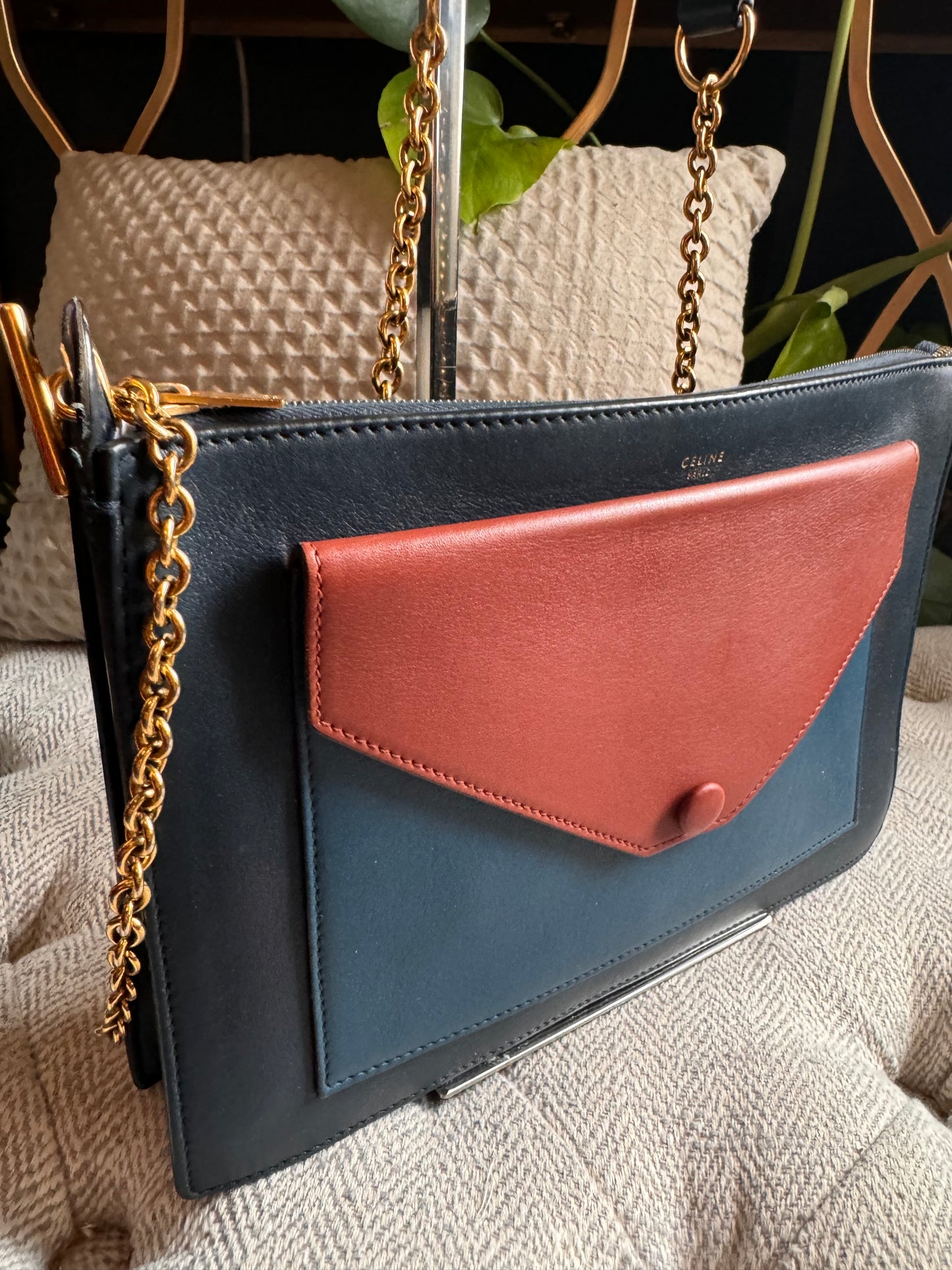 Celine Tricolour Pocket Envelope on Chain