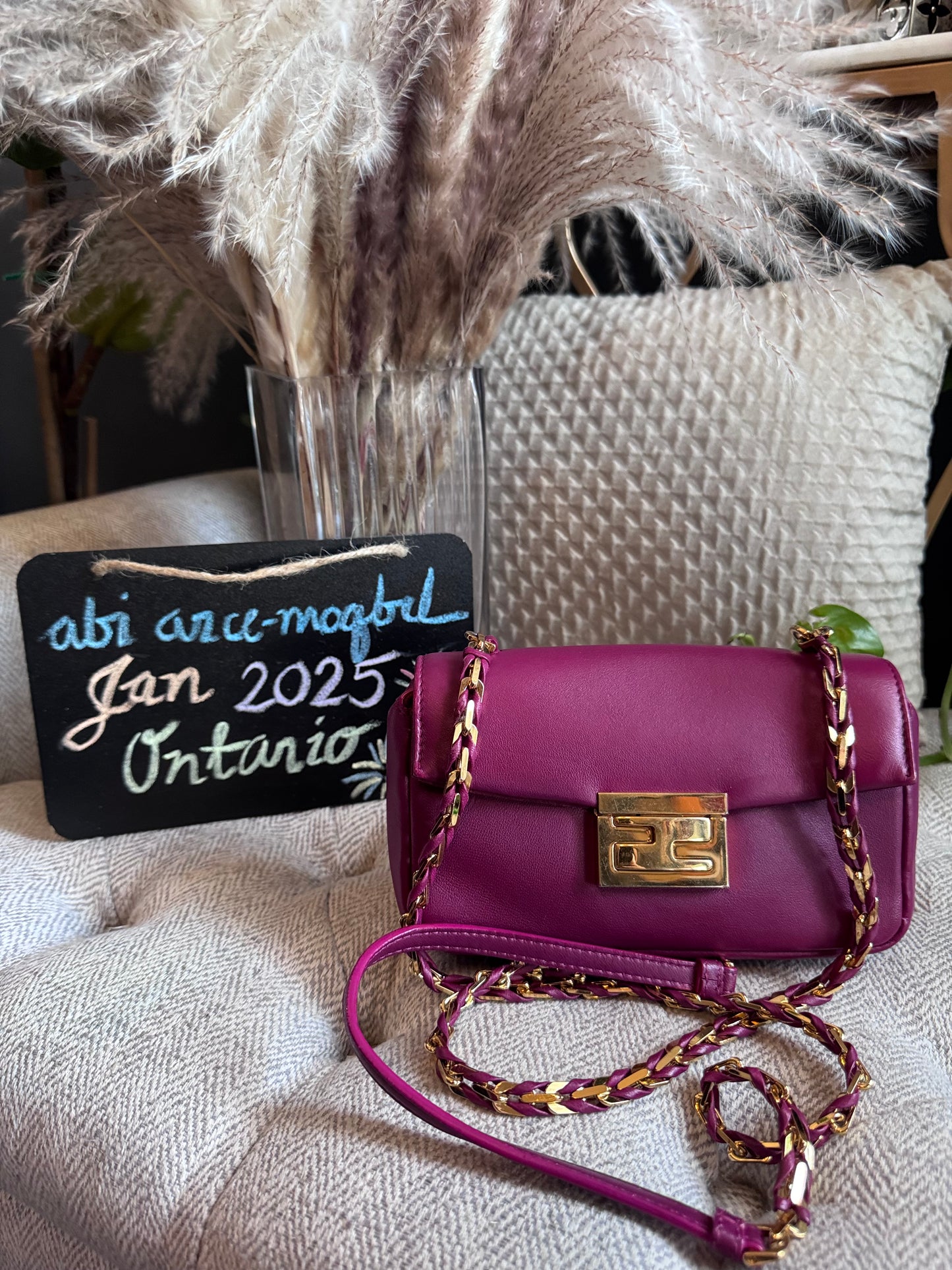 FENDI Nappa Mini Be Baguette Shoulder Bag Ciclamino