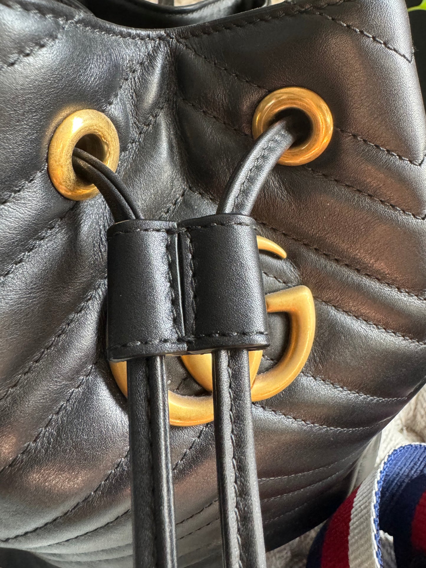 Gucci Calfskin Matelasse Sylvie Web GG Marmont Bucket Bag