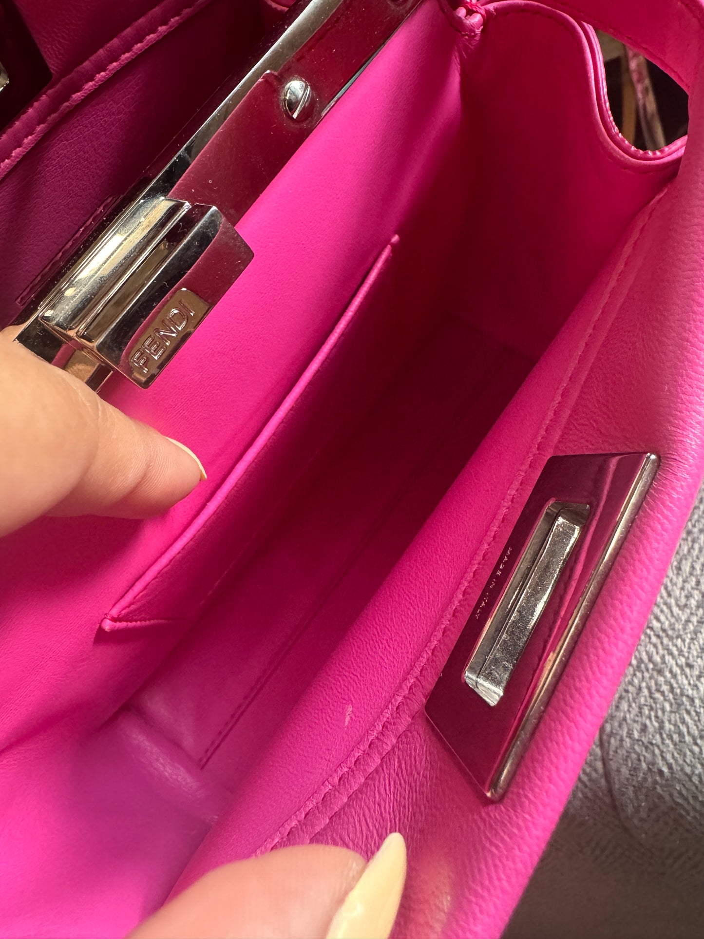 FENDI
Nappa Lace Up Mini Peekaboo Iconic Satchel in Geranio