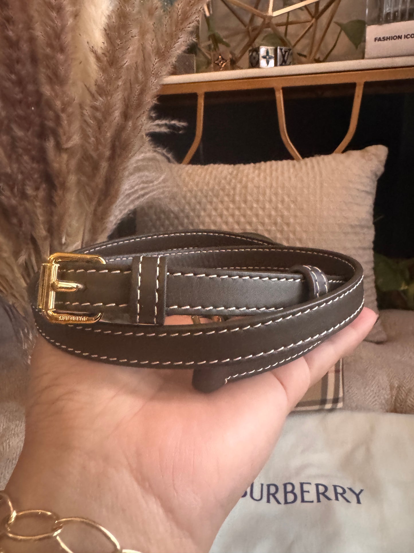 Burberry Mini Check Bowling Bag in Military
