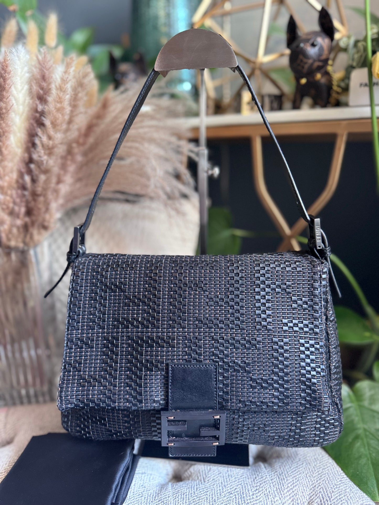 Fendi Leather Weave Mama Baguette