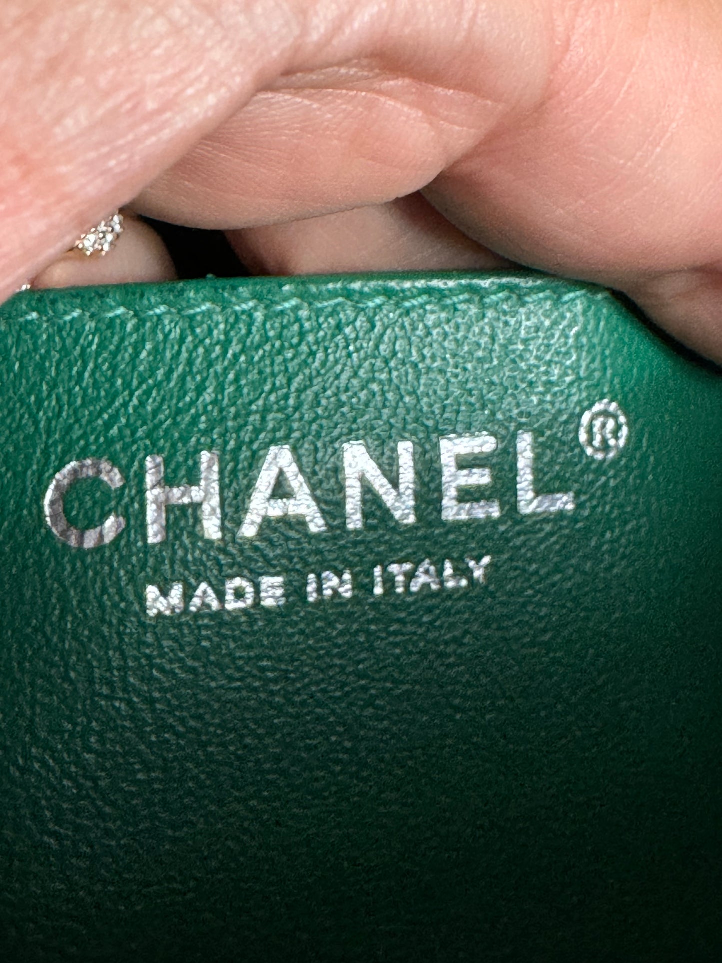 Chanel Rock My Shoulder Flap Green Quilted Calfskin/ Naturally Grained Sheepskin Inner Lining/MAR -Métal Aged Ruthenium Hardware (SN 24221601)