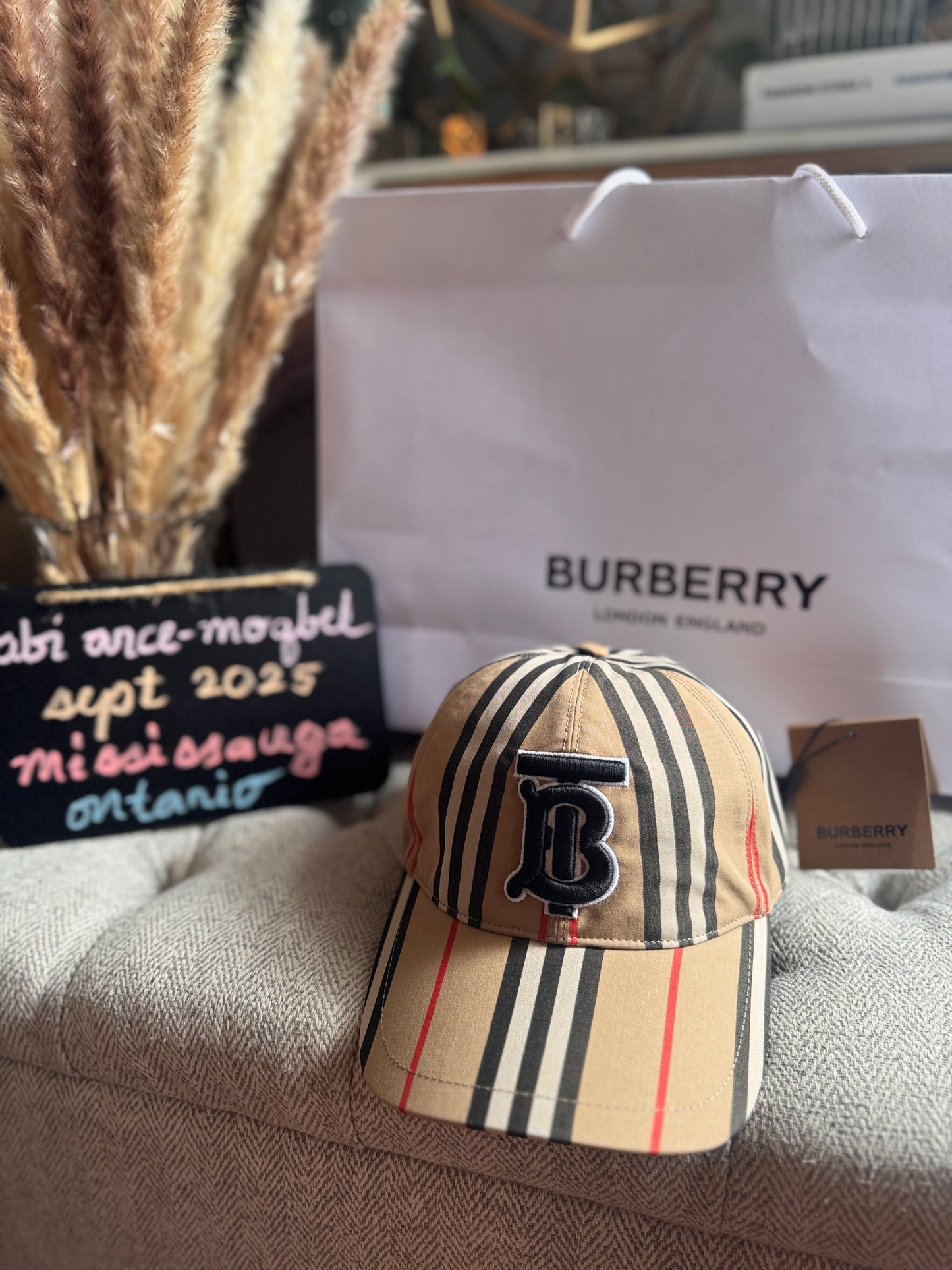 Burberry Vintage Check Cotton Monogram Motif Baseball Cap
