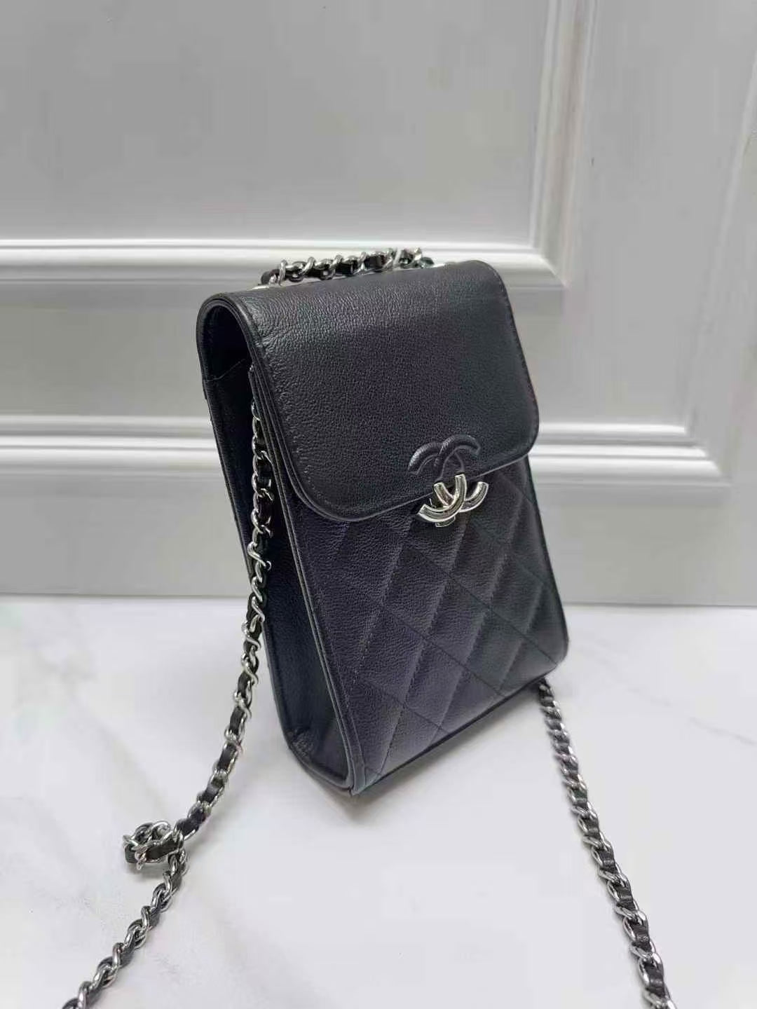 FOR PREORDER ONLY-Chanel Calfskin CC Box Flap Chain
