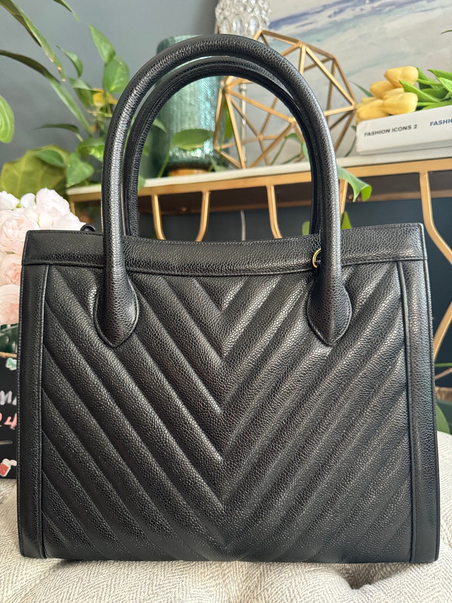 Chanel Caviar Chevron Tote