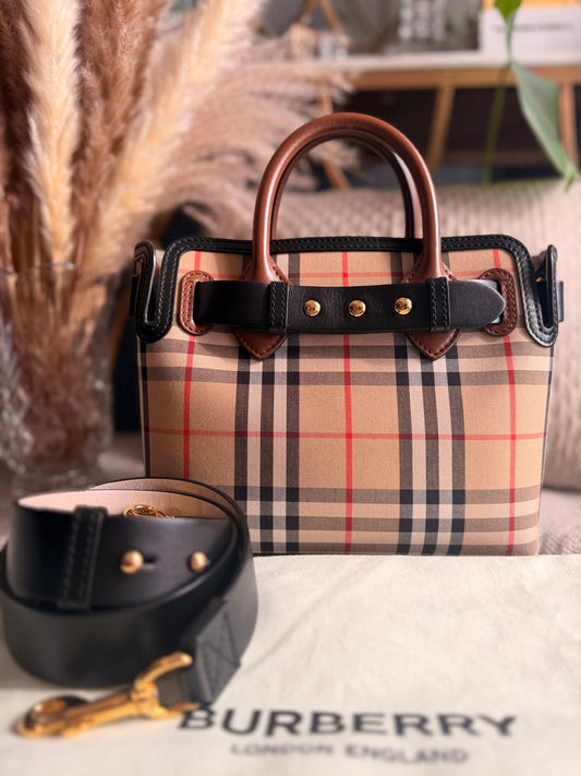 BURBERRY Mini Vintage Check Triple Stud Belt Bag