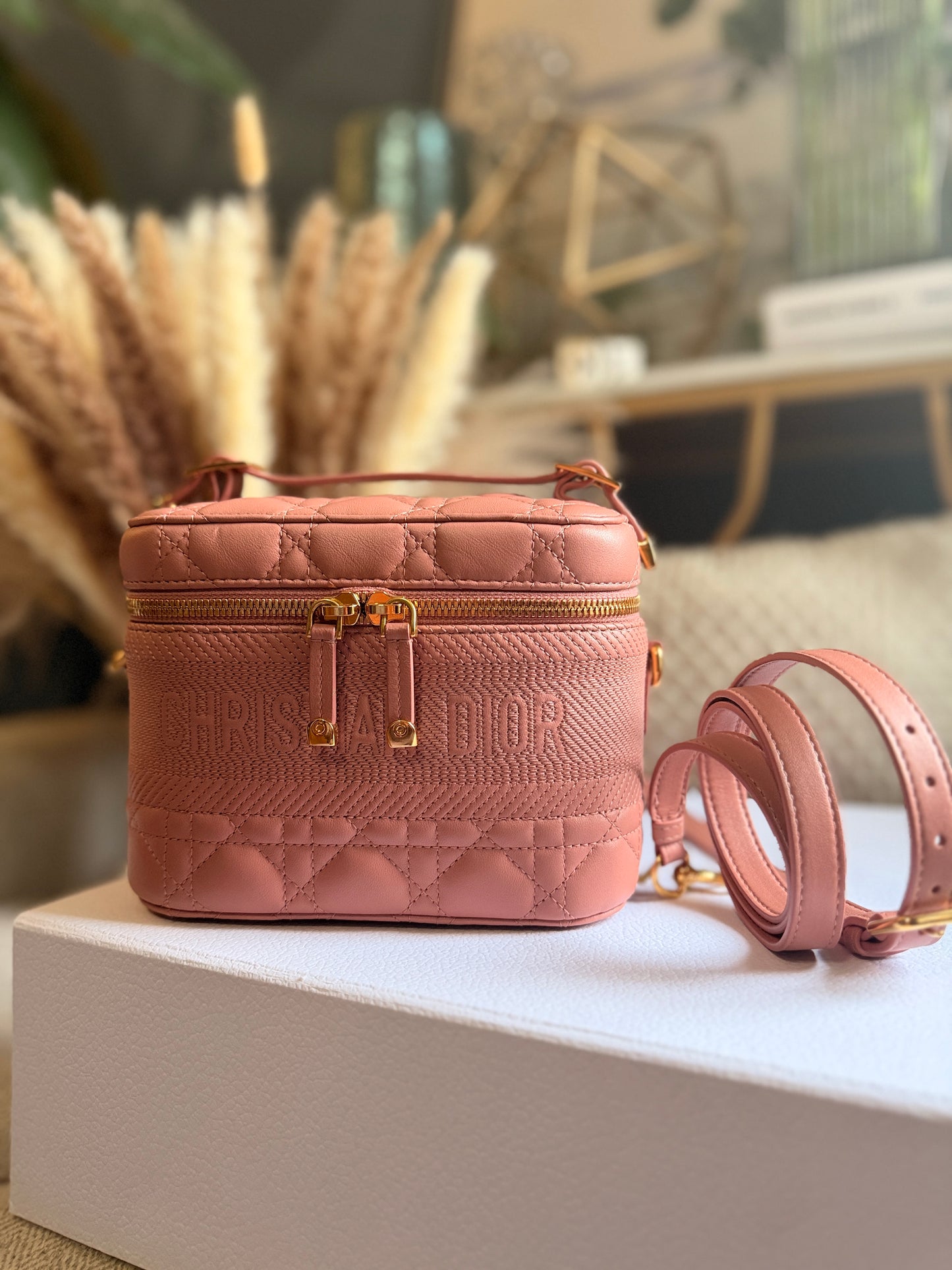 Christian Dior Lambskin Cannage Small Vanity Case