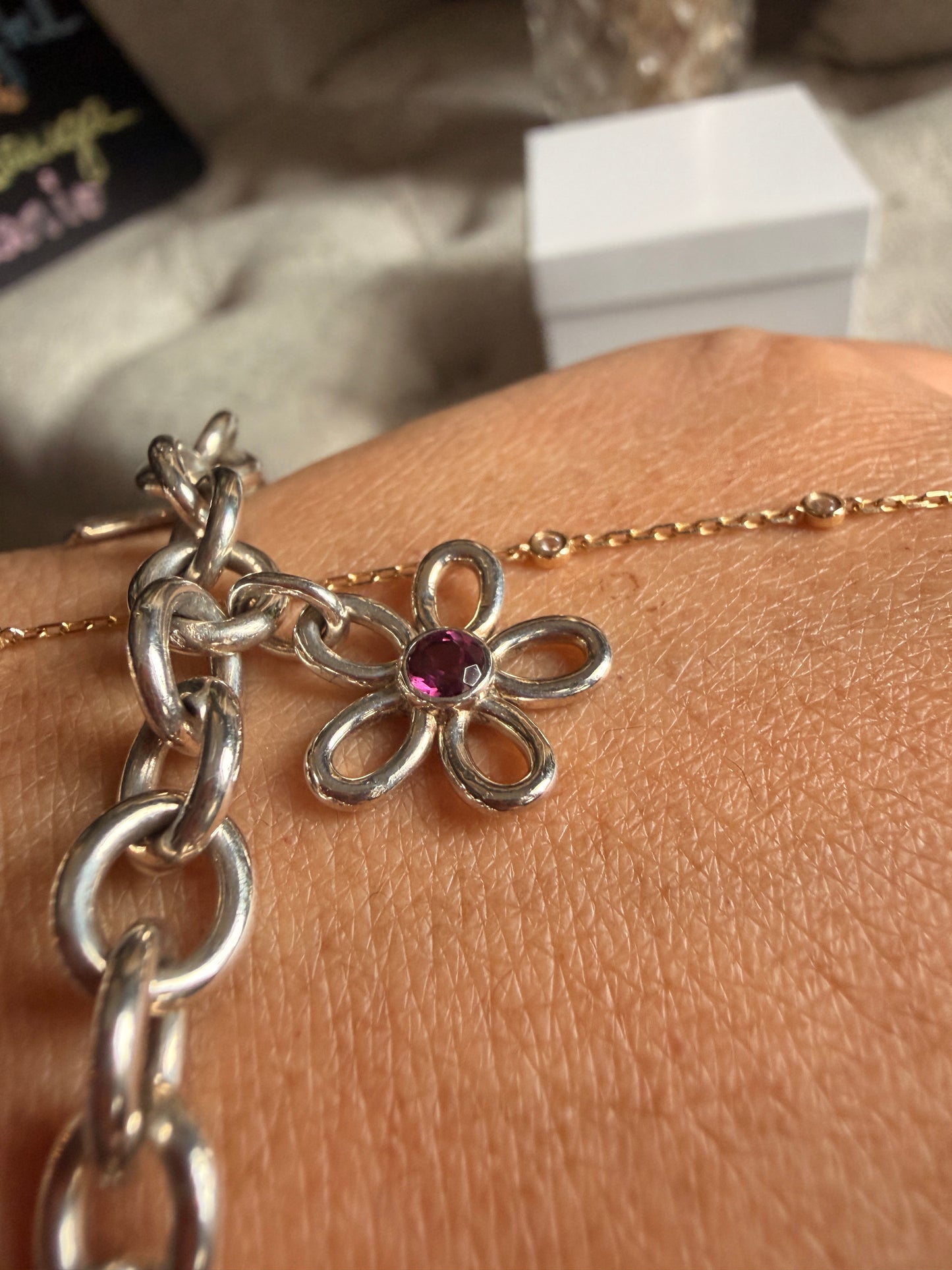 Tiffany & Co RARE Silver 925 Gemstone Nature Flower Moon Butterfly Bracelet