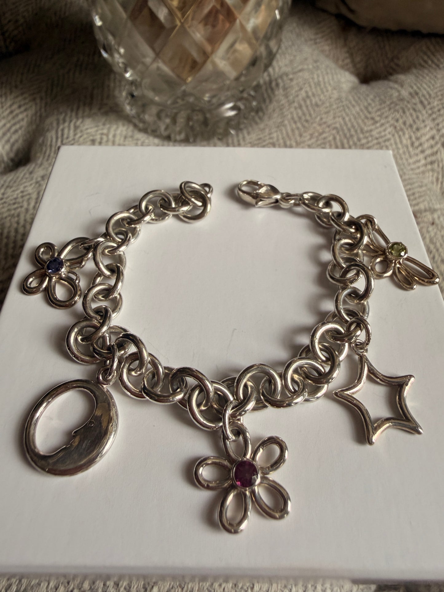 Tiffany & Co RARE Silver 925 Gemstone Nature Flower Moon Butterfly Bracelet